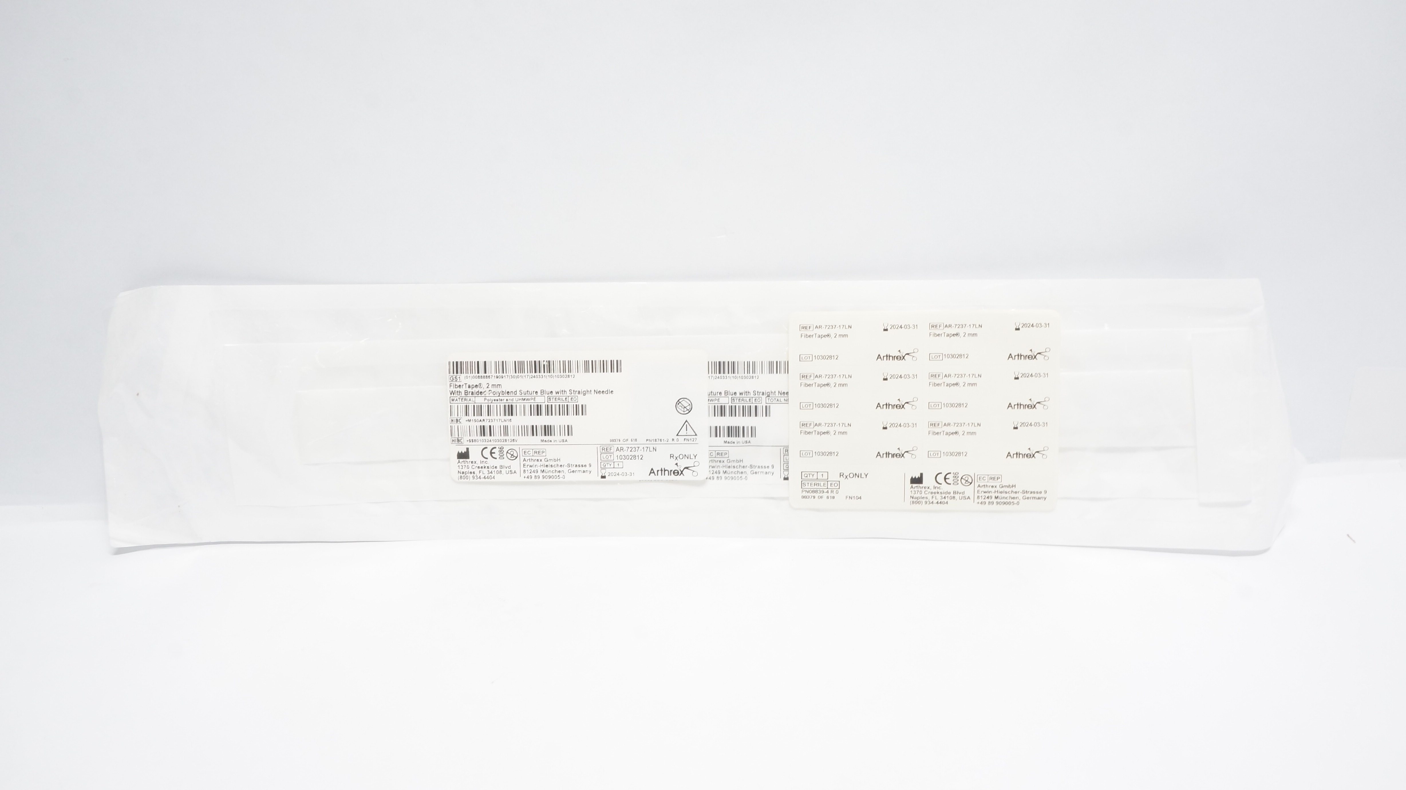 Arthrex AR-7237-17LN Fiber Taper 2mm W/Braided Polyblend Suture Blue W/Needle(x)