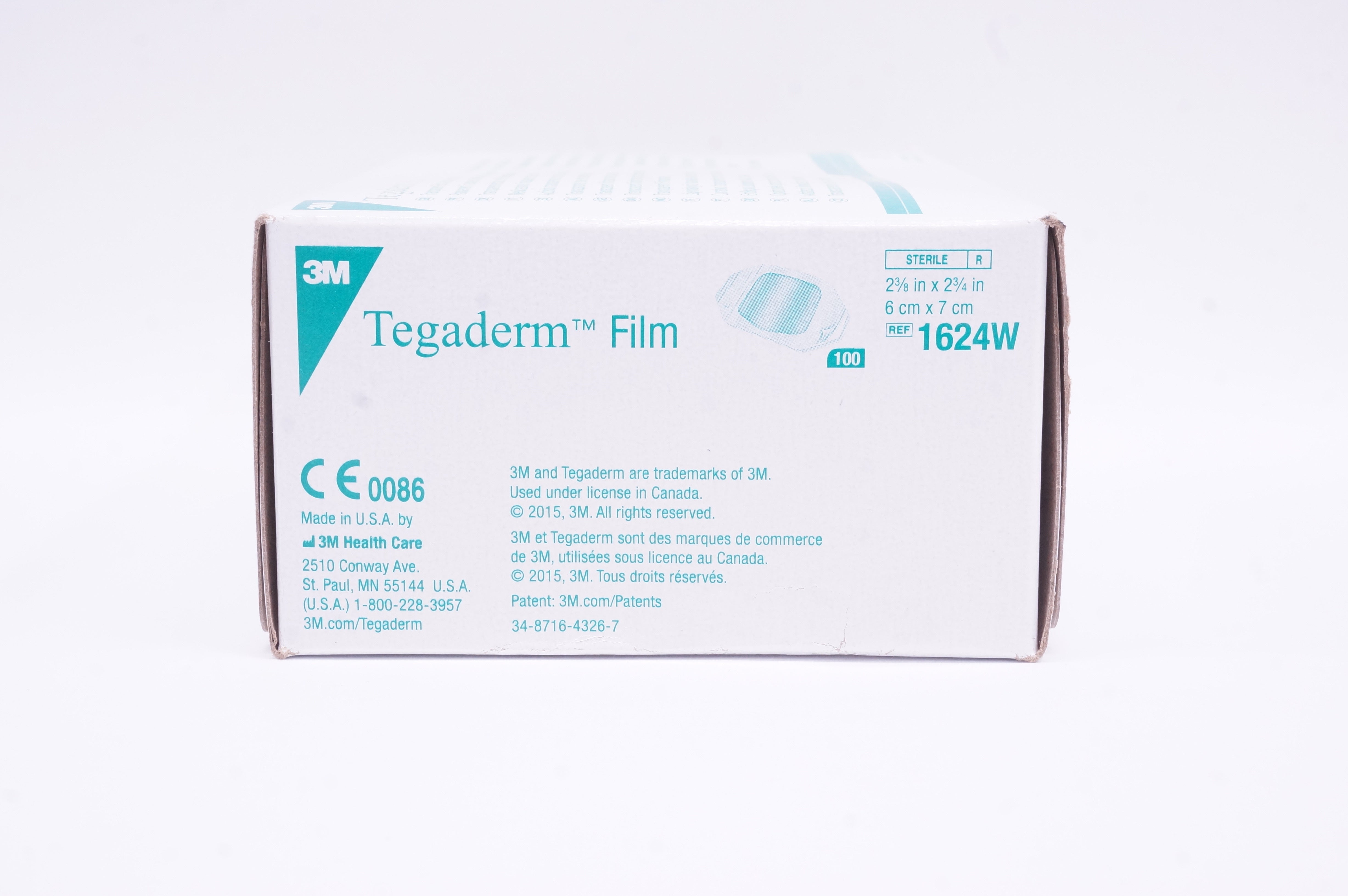 3M 1624W Tegaderm Transparent Film Dressing 2-3/8inch x 2-3/4inch -Box of 100(x)