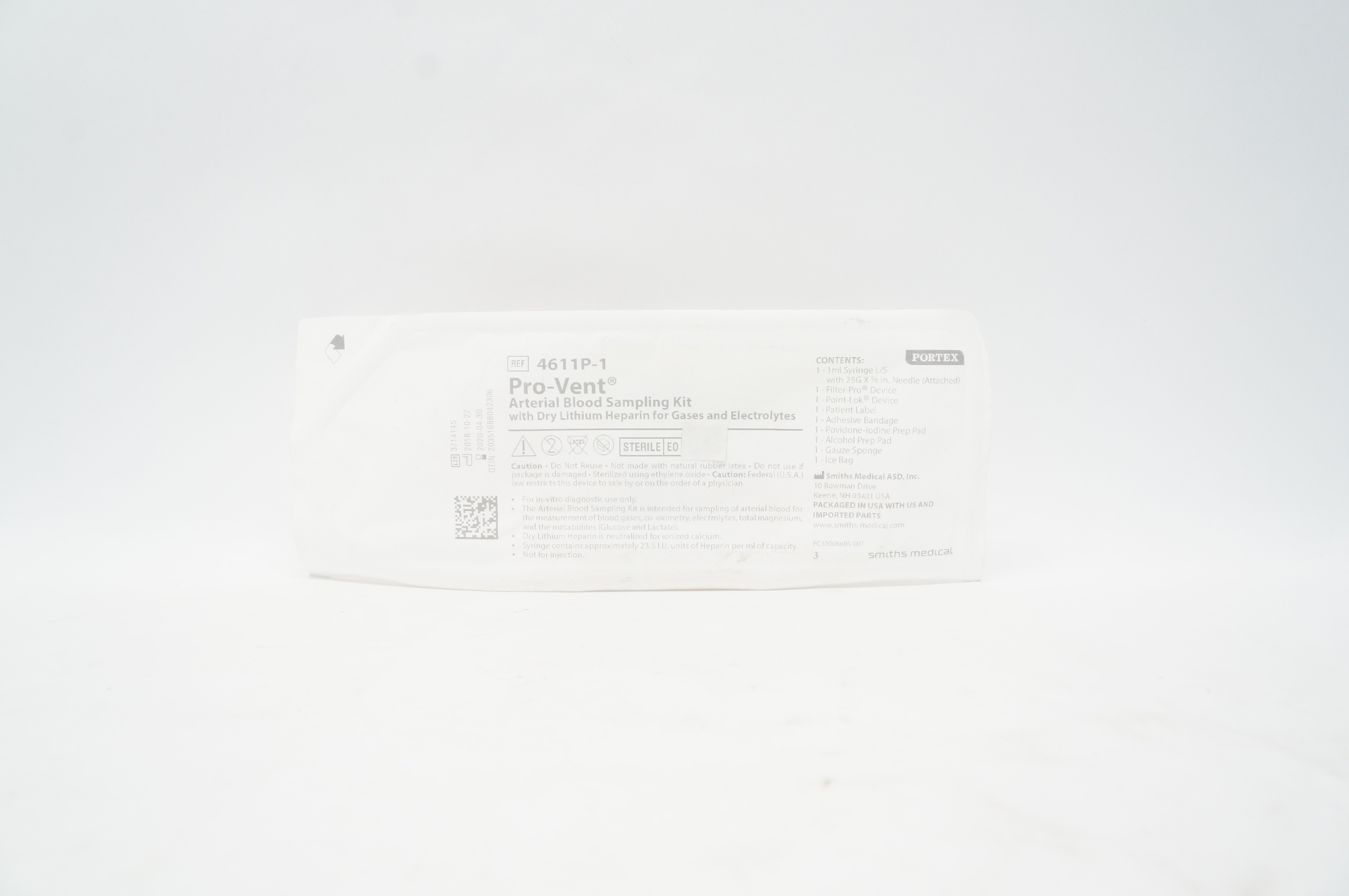 Smiths Medical 4611P-1 Portex Pro-Vent Arterial Blood Sampling Kit (x)