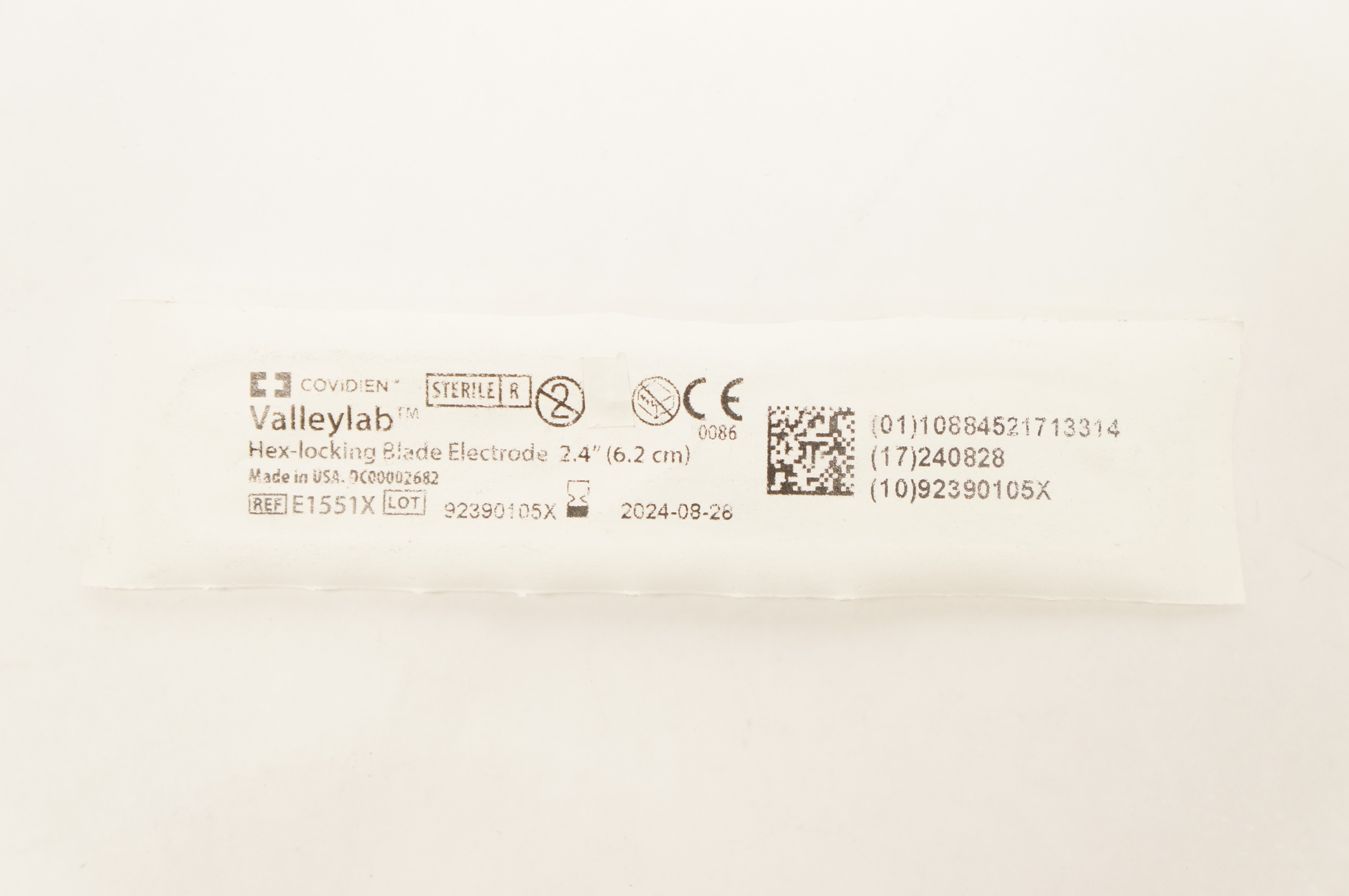 Covidien E1551X Valleylab Hex-Locking Blade Electrode 2.4inch