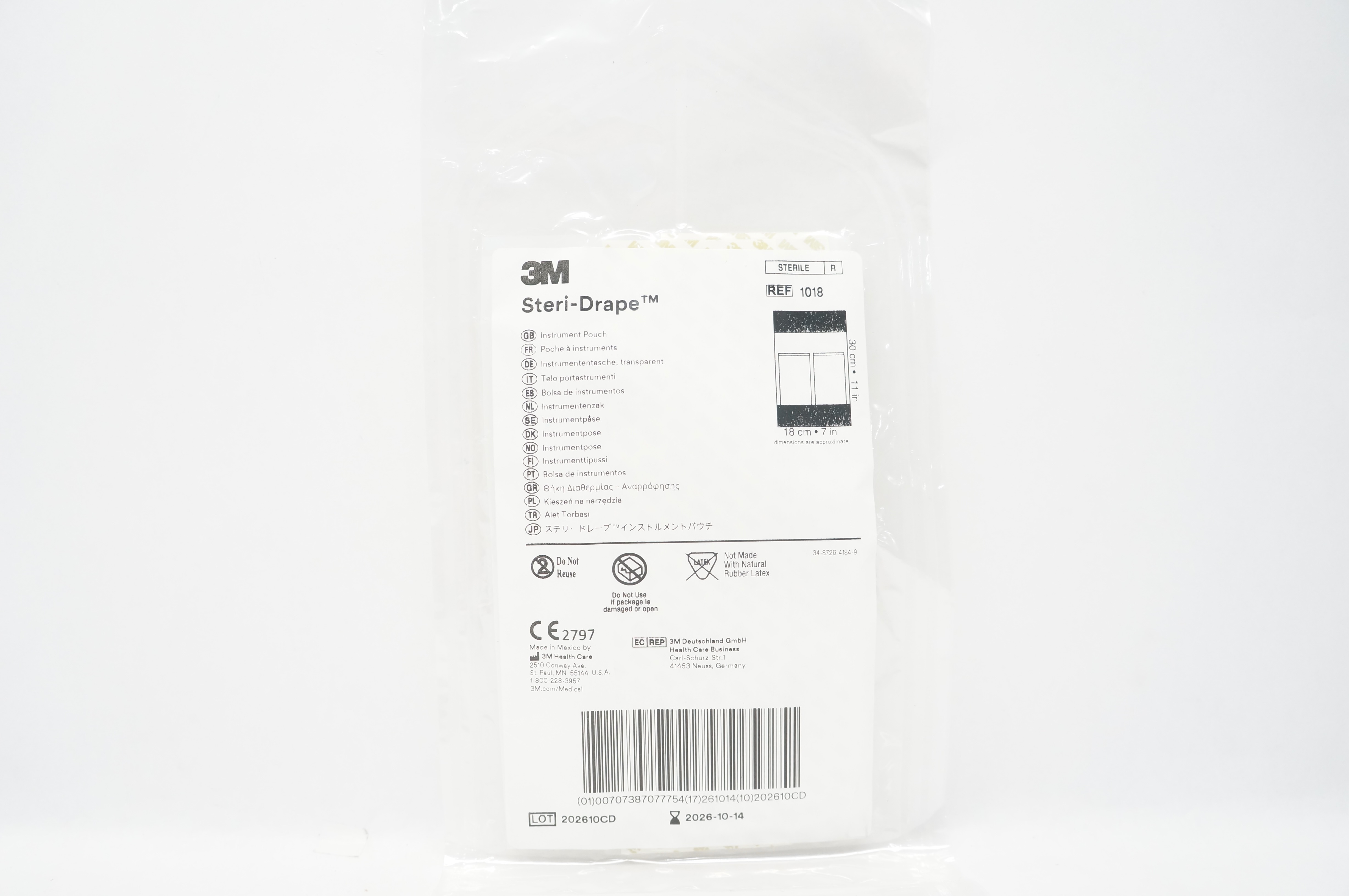 3M 1018 Steri-Drape Instrument Pouch 11inch x 7inch