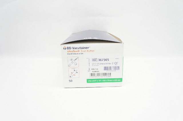 BD 367365 Vacutainer Push Button Blood Collection Set 21Gx3/4x12inch - Box of 50