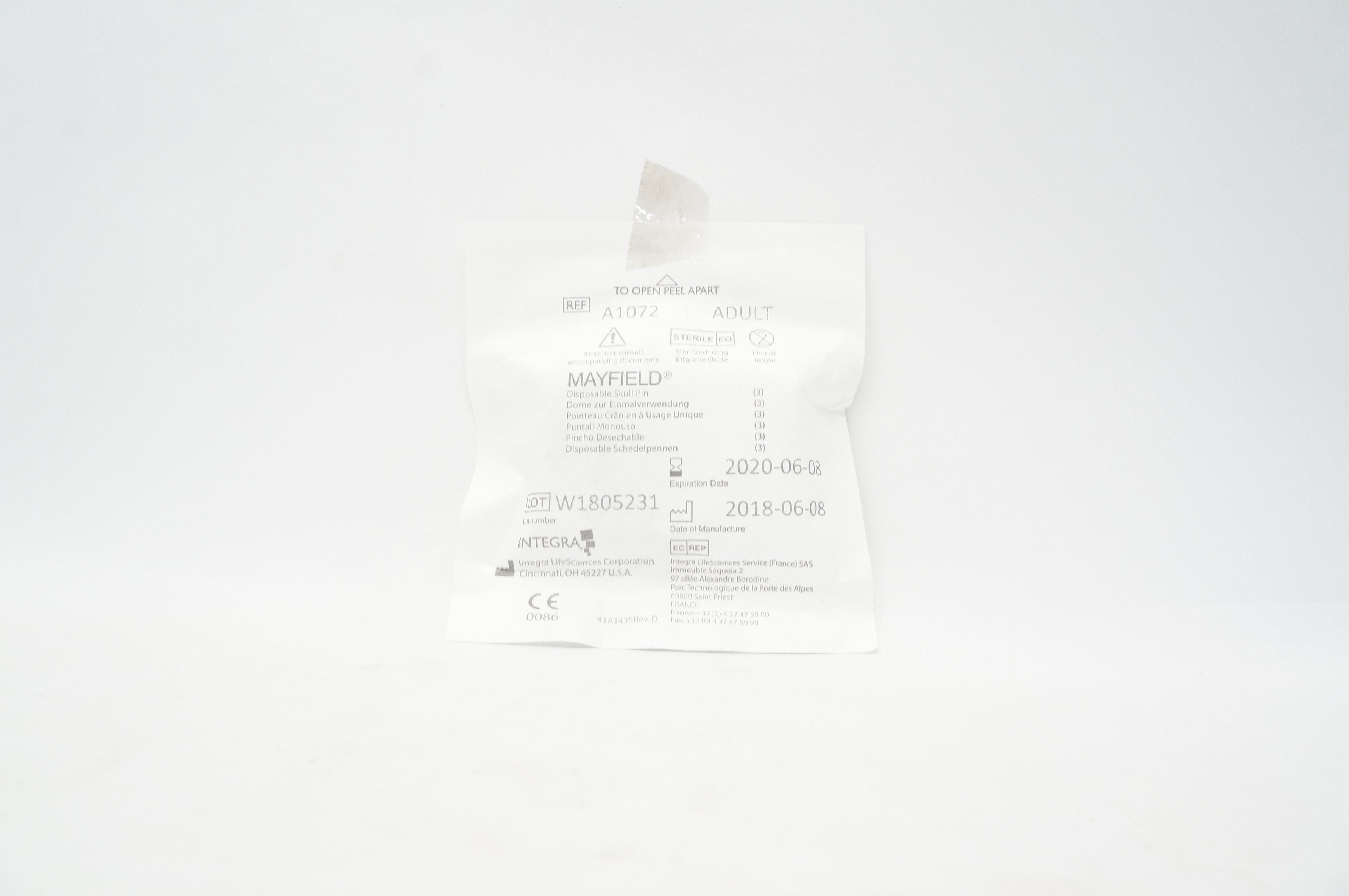 Integra A1072 Mayfield Disposable Skull Pin Adult (x)