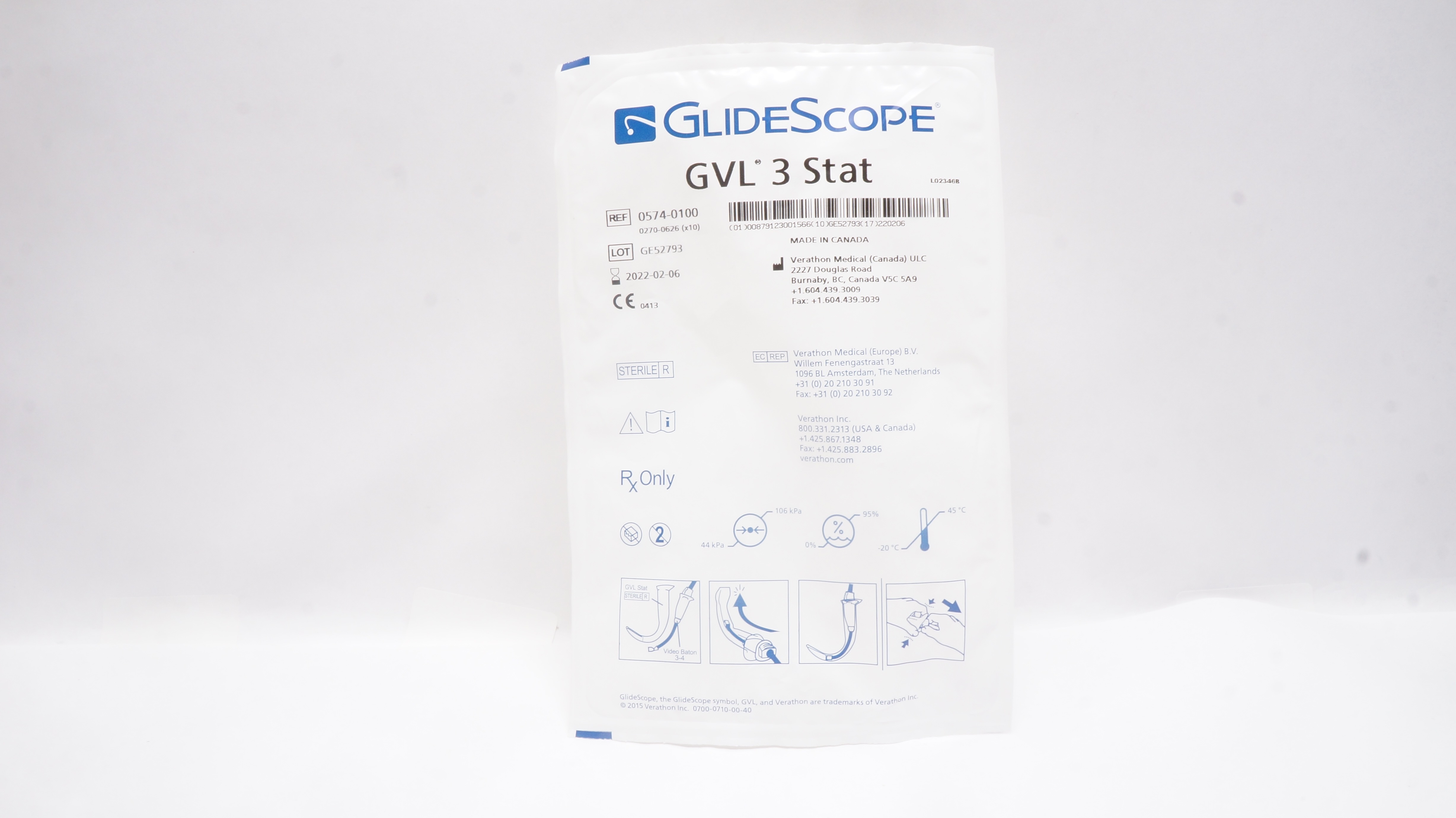 Verathon Medical 0574-0100 GlideScope  GVL 3 Stat (x)