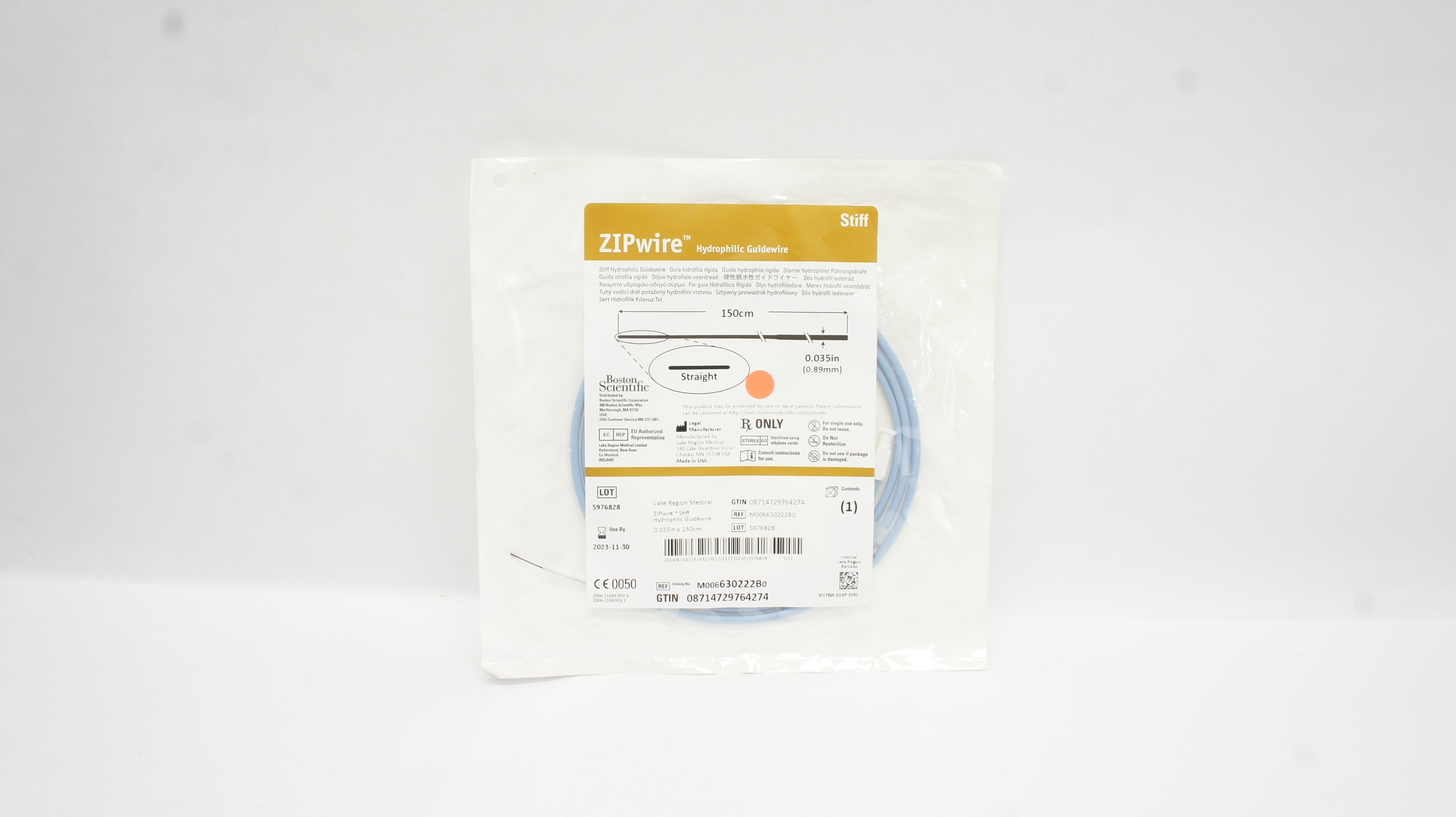 Boston Scientific M006630222B0 ZIPwire Hydrophilic Guidewire 150cmx0.035inch (x)