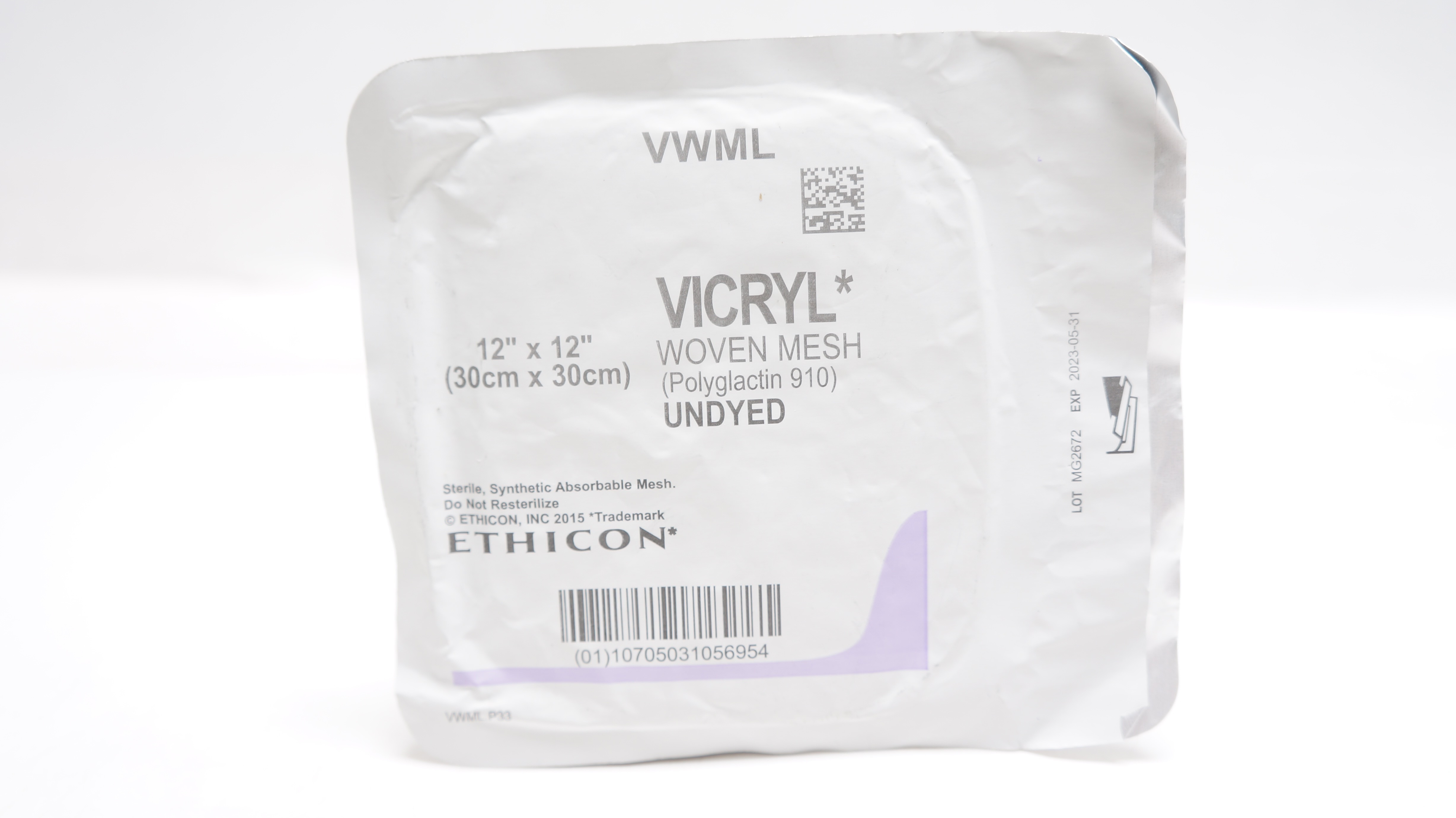 Ethicon VWML VICRYL WOVEN MESH Undyed 12inch X 12inch (x)
