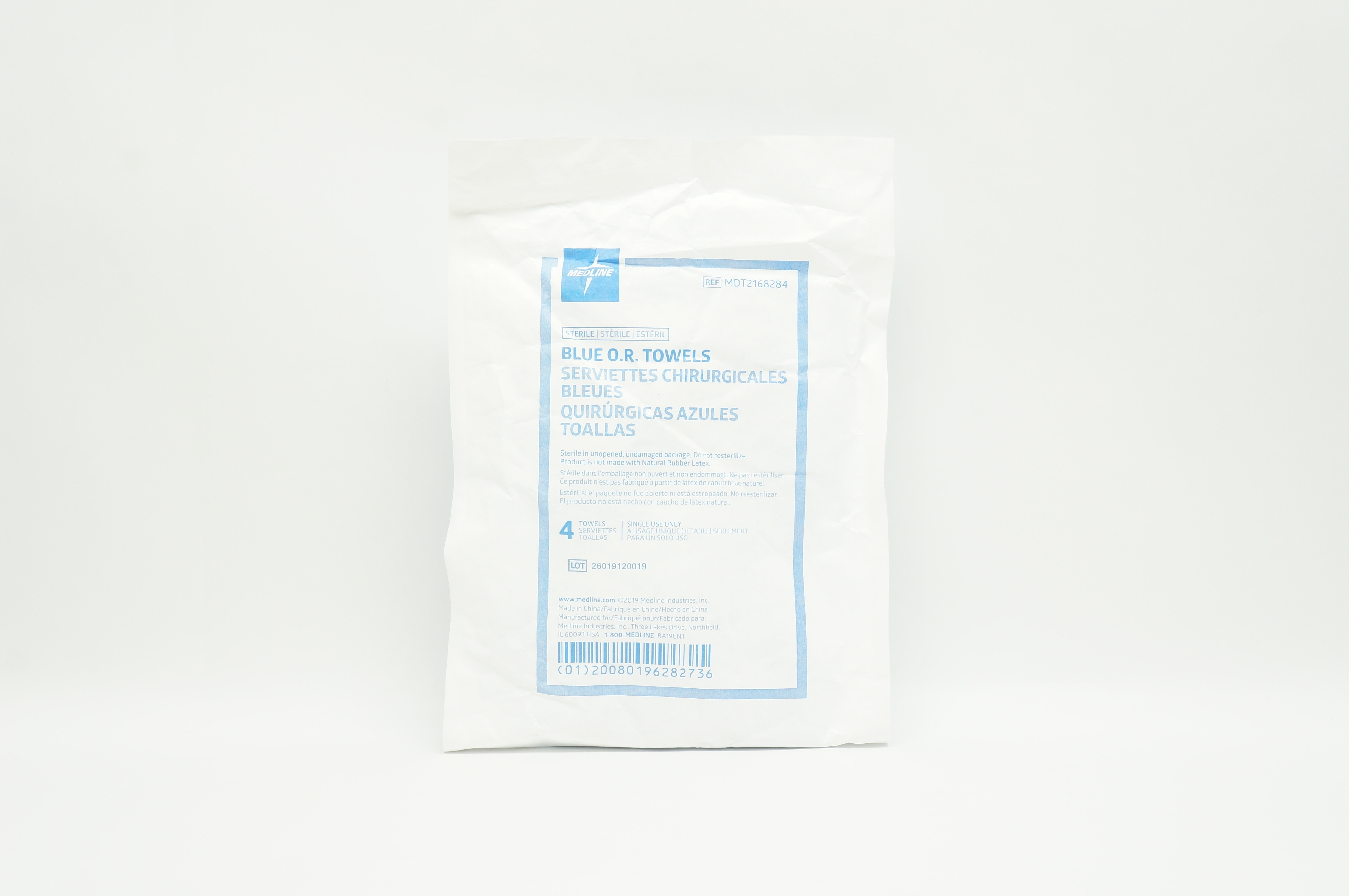 Medline MDT2168284 Blue O.R. Towels  - Pack of 4