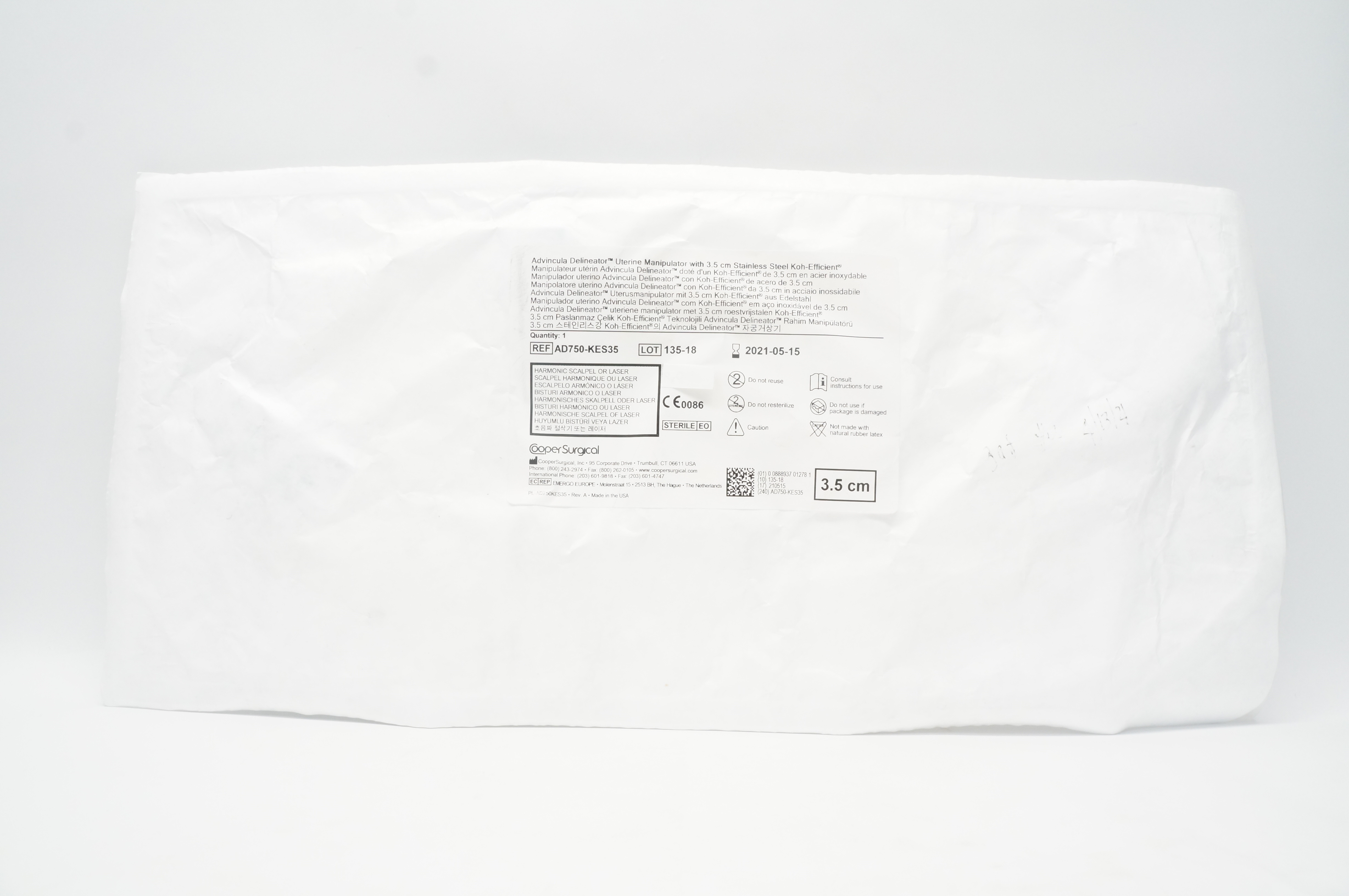 Cooper Surgical AD750-KES35 Advincula Delineator Uterine Manipulator 3.5 cm (x)