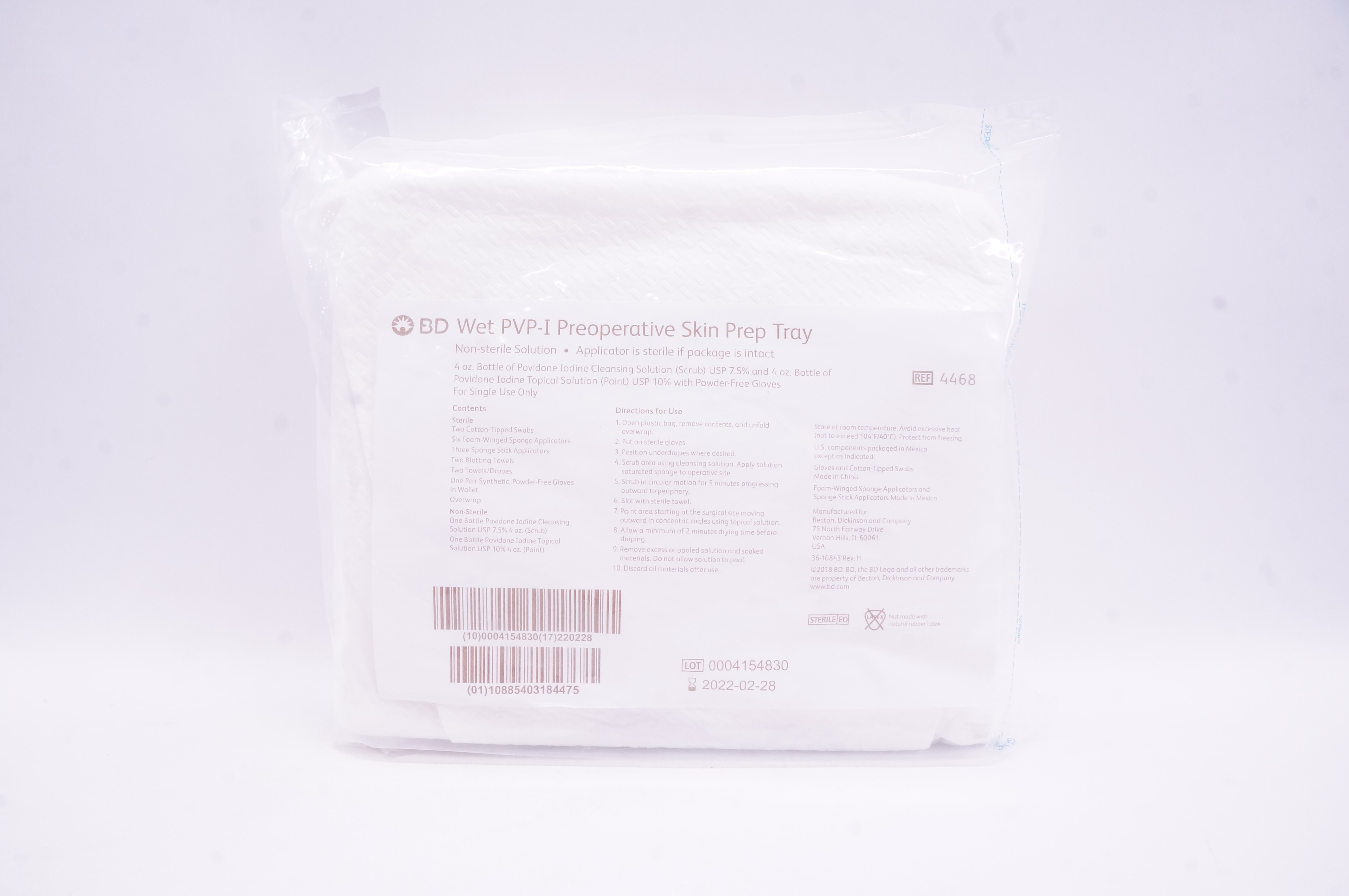 BD 4468 Wet PVP-I Preoperative Skin Prep Tray