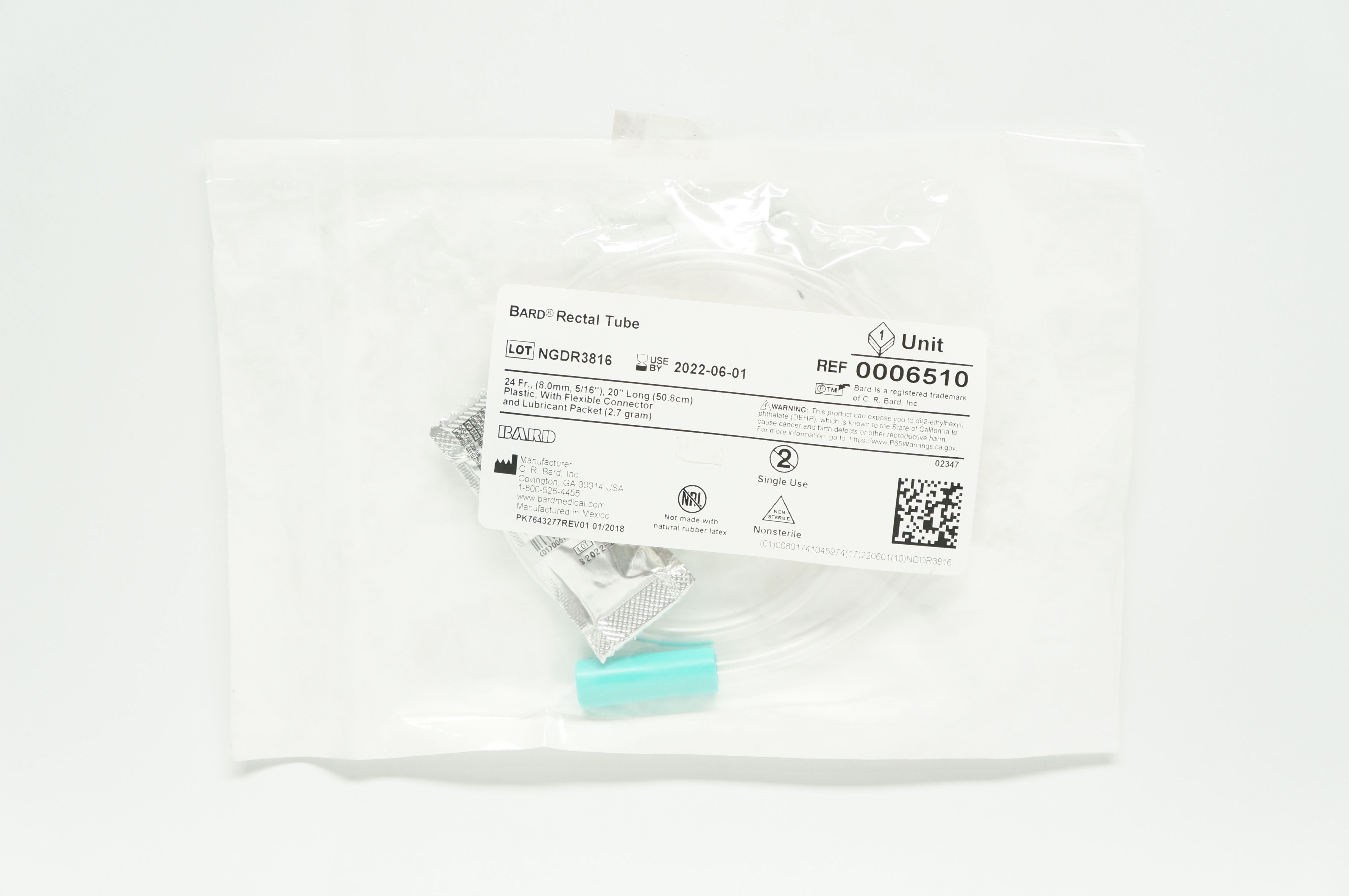 Bard 0006510  Rectal Tube 24Fr, 20 inch Long, 2.7 gram