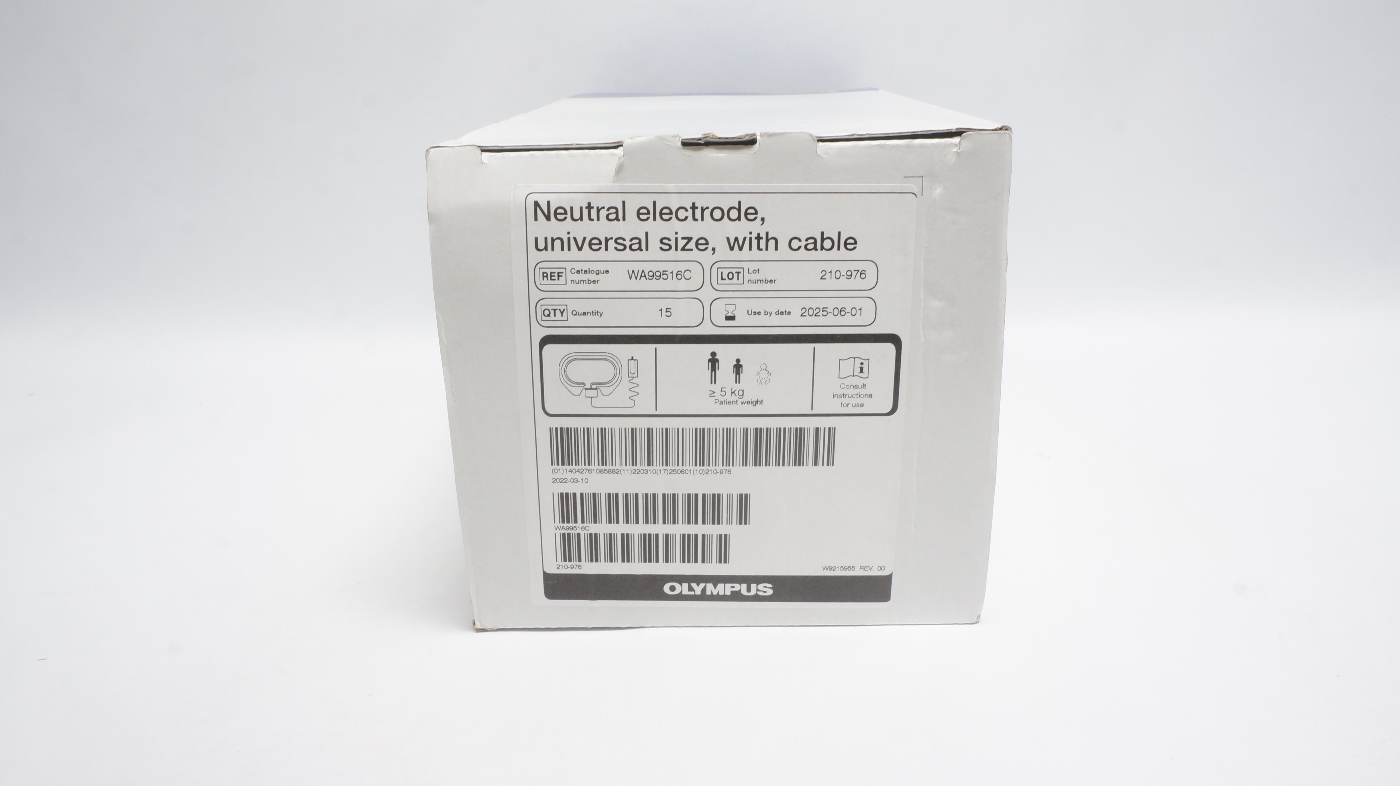 Olympus WA99516C Neutral Electrode Universal Size, With Cable 5kg - Box of 15(x)