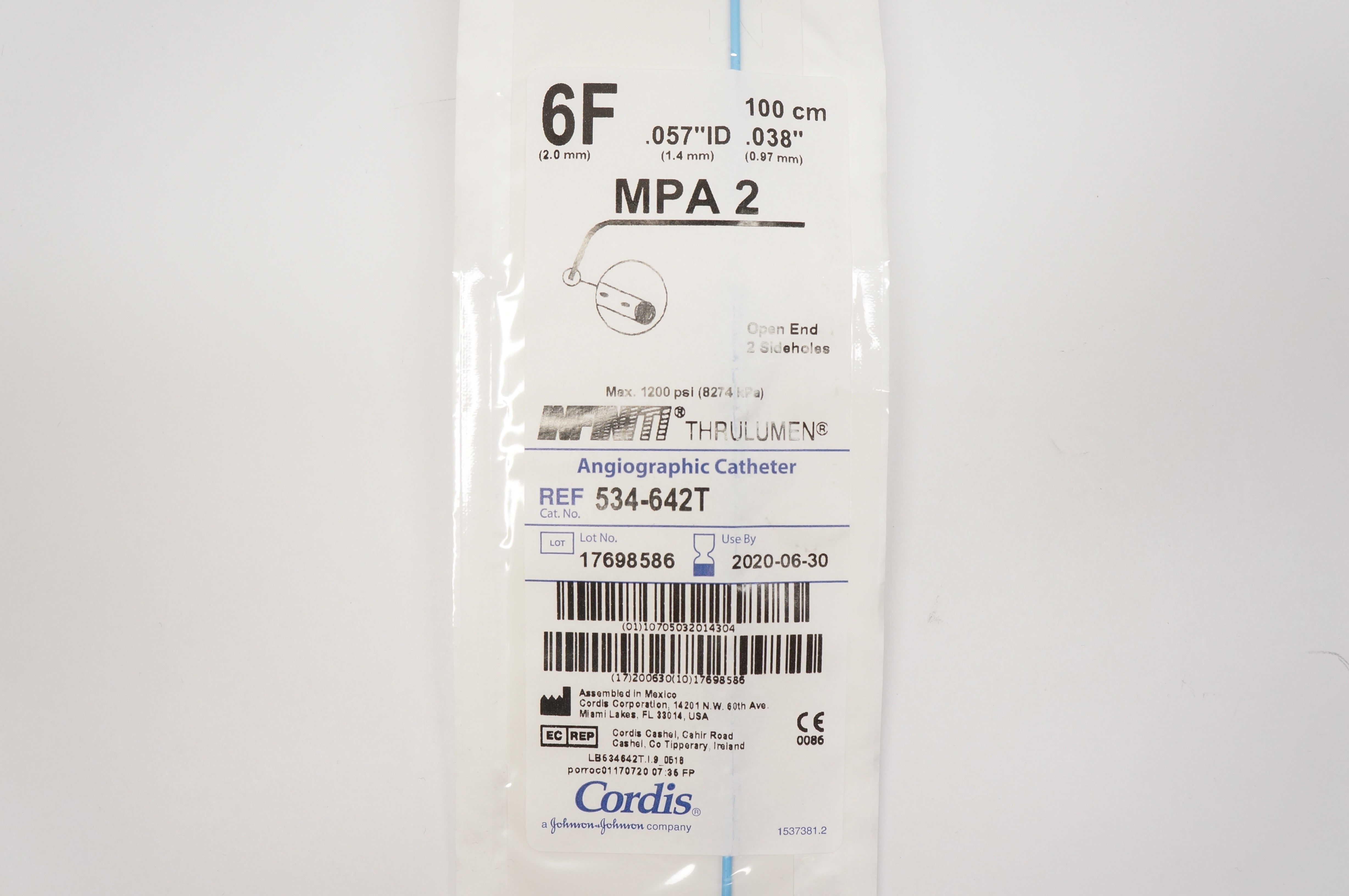 Cordis  534-642T  Infiniti Thrulumen Angiographic Cath. 6F (x)