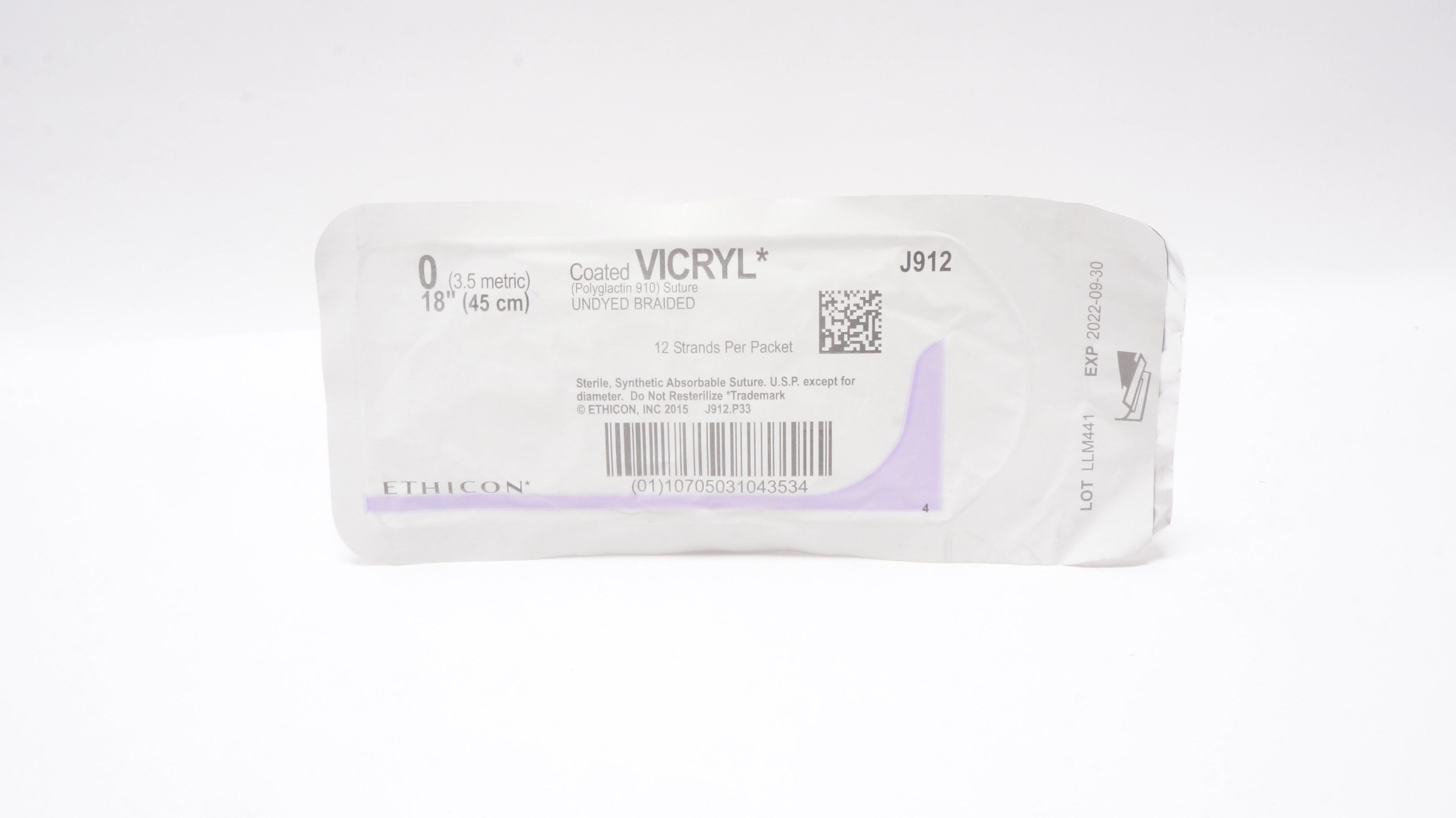 Ethicon J912 0 Coated VICRYL Polyglactin 910 Suture Undyed Braided 18inch (x)