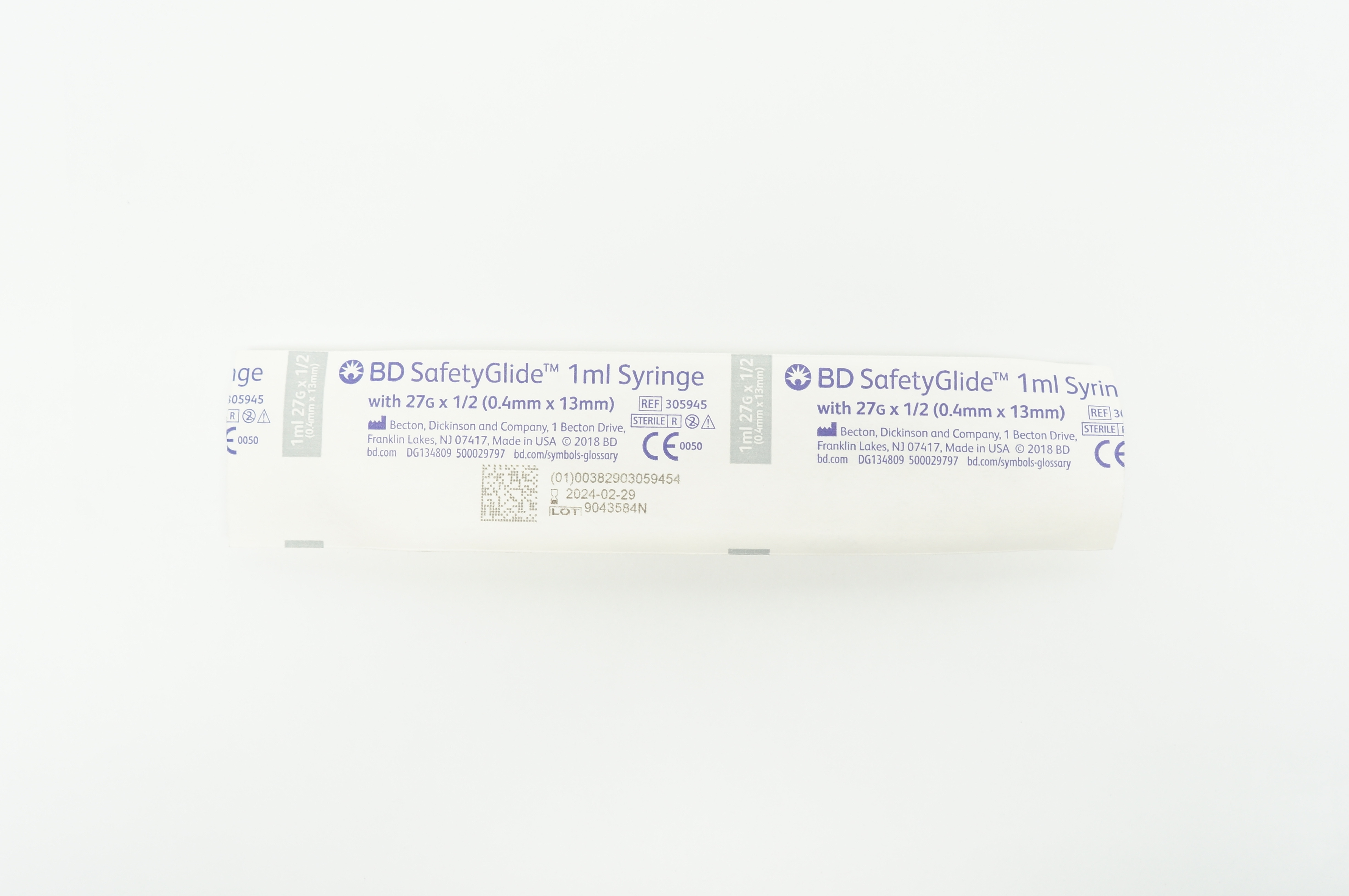 BD 305945 Safety Glide 1ml Syringe 27G x 1/2