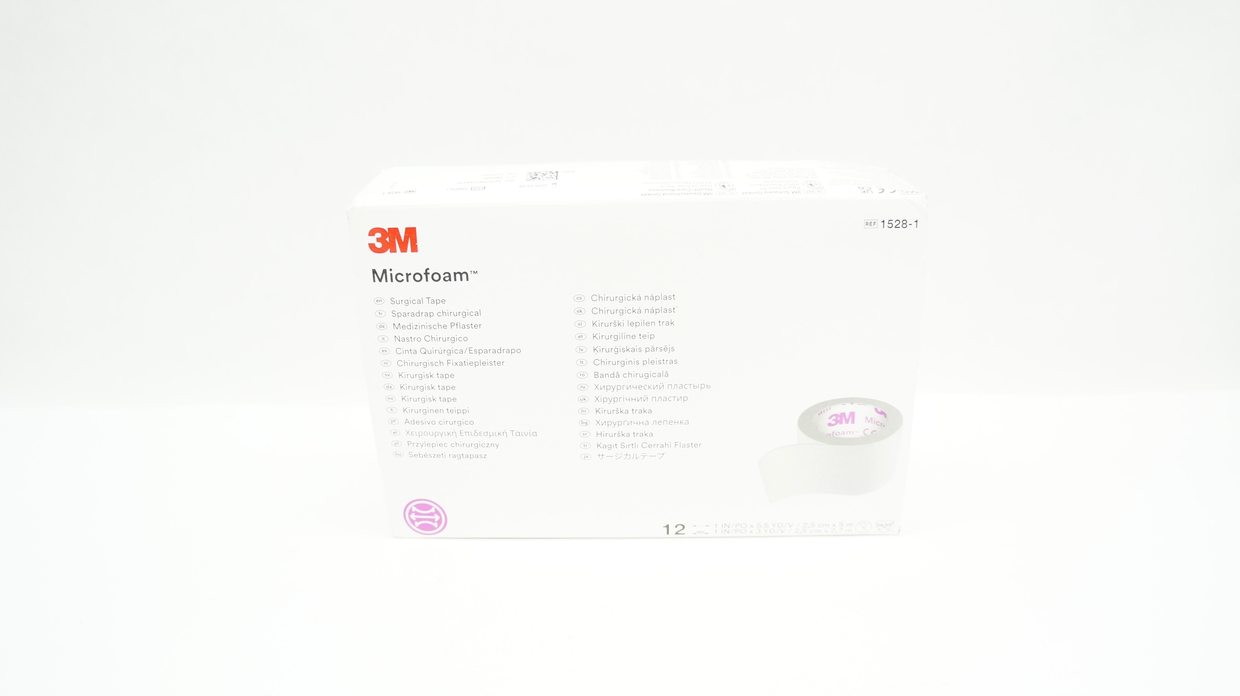 3M 1528-1 Microfoam Surgical Tape 1inch x 5-1/2 yd - Box of 12