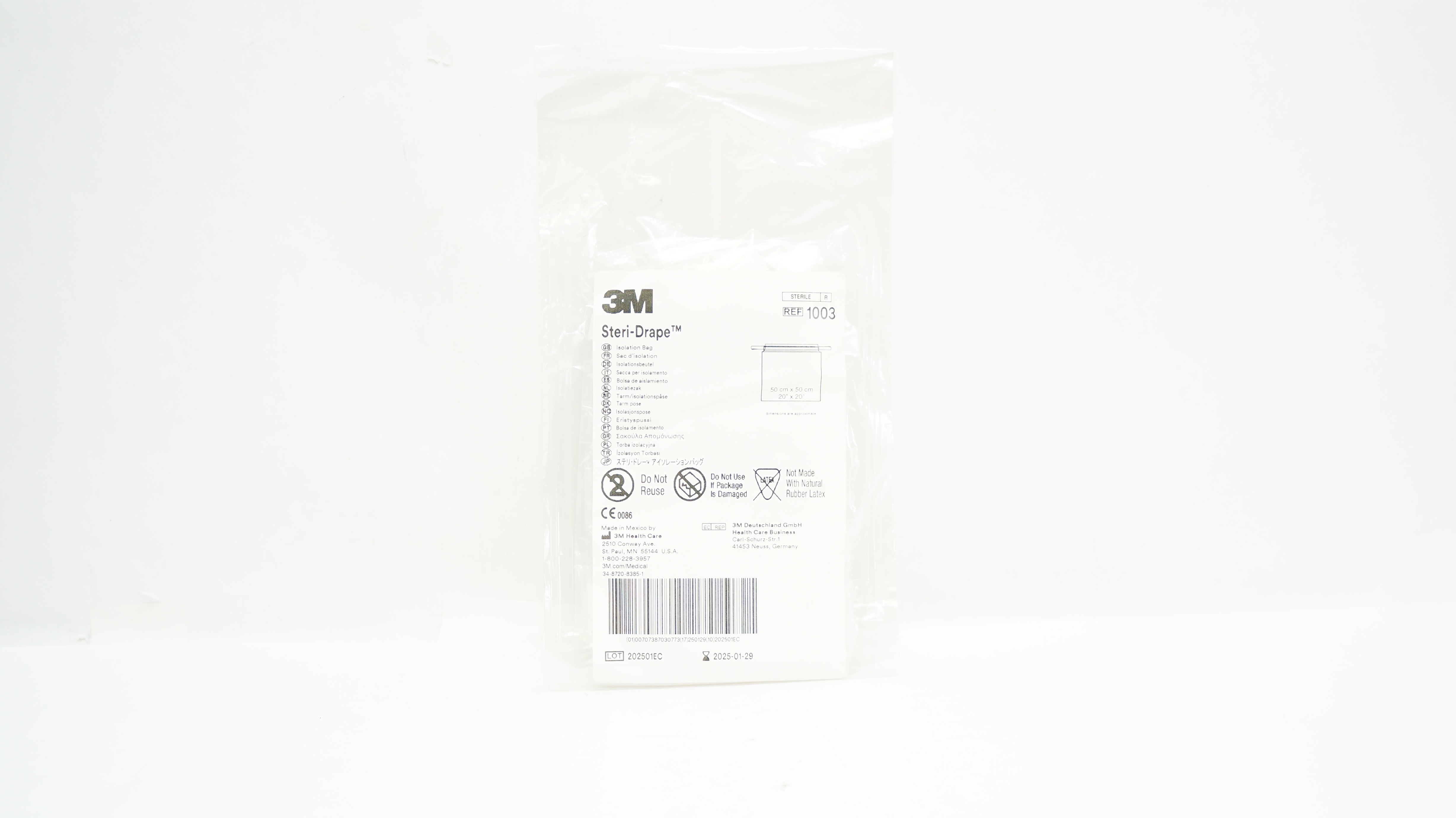 3M 1003 Steri-Drape Isolation Bag 20inch x 20inch