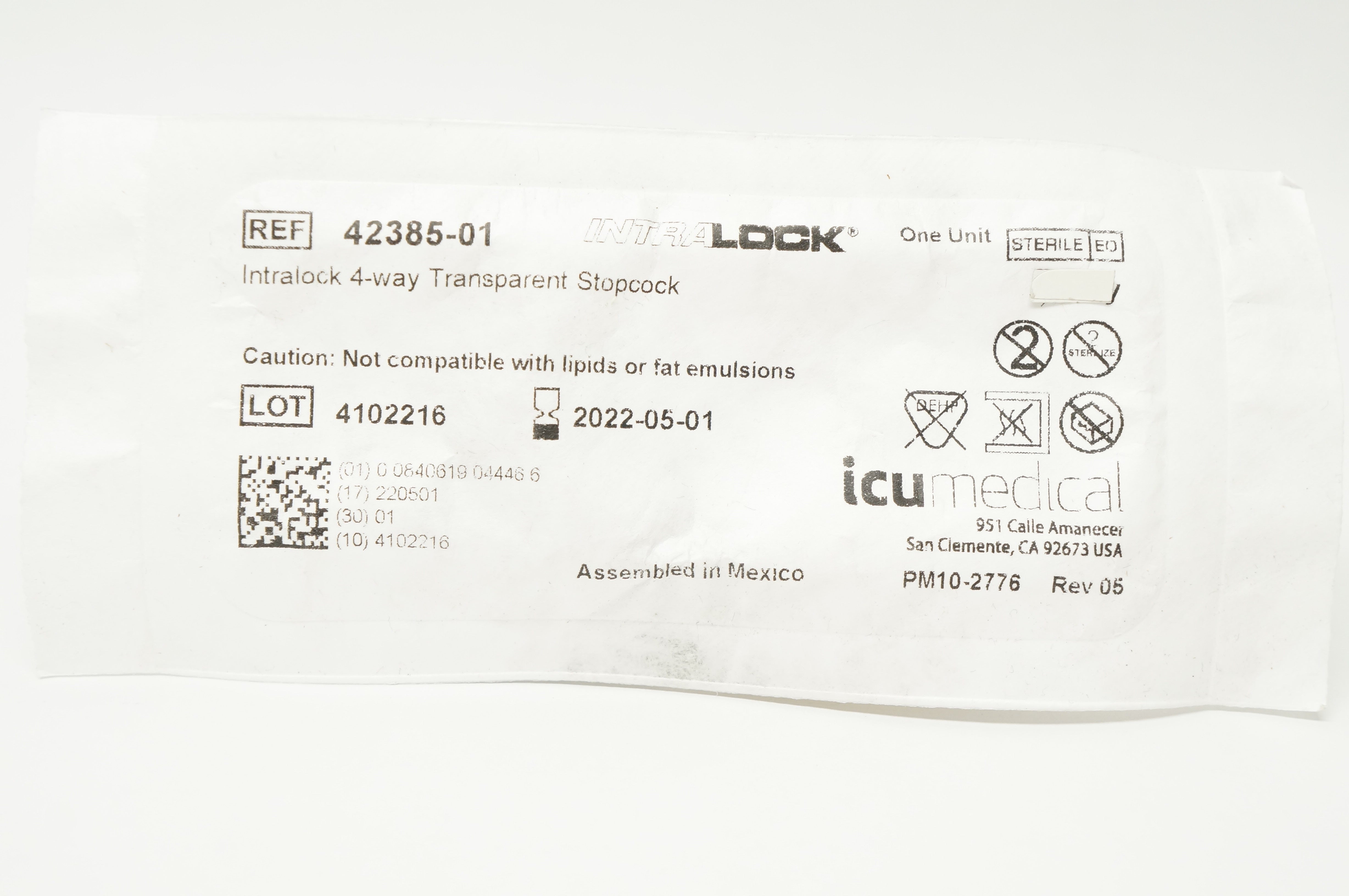 IcuMedical 42385-01 IntraLock 4-way Transparent Stopcock