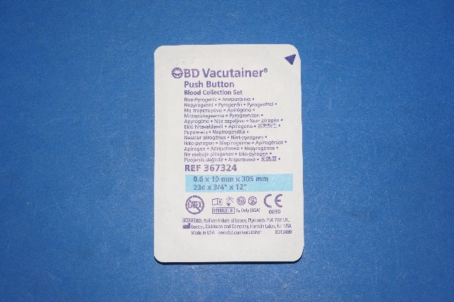 BD 367324 Vacutainer Push Button Blood Collection Set 23G x 3/4inch x 12inch