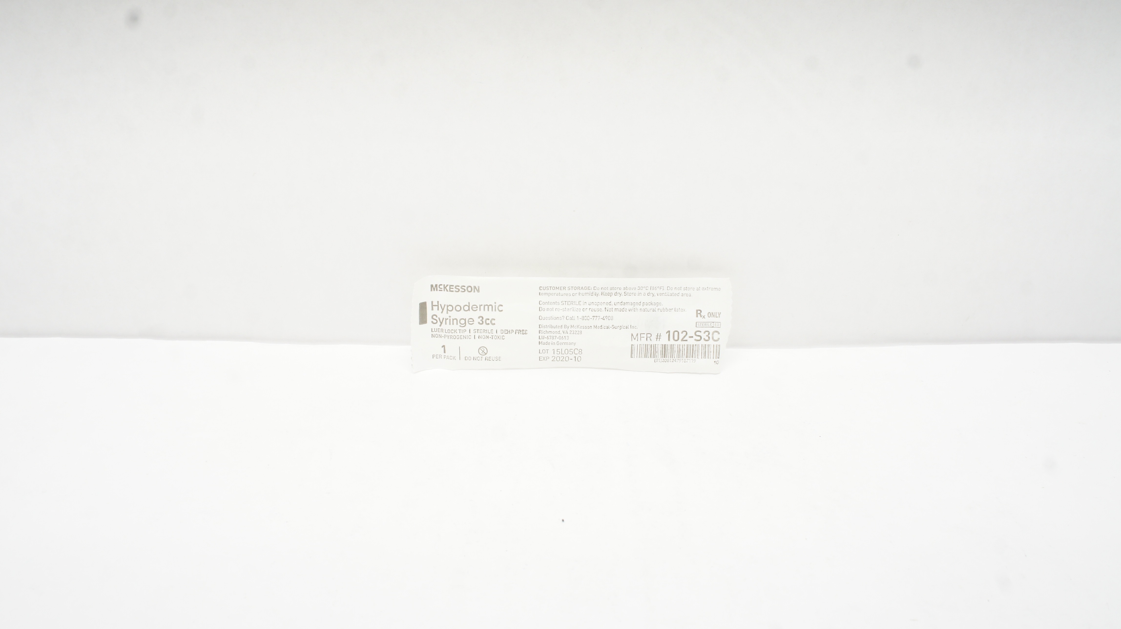 Mckesson 102-S3C Syringe Without Ndle 3cc/ml Luer Lock Tip (x)