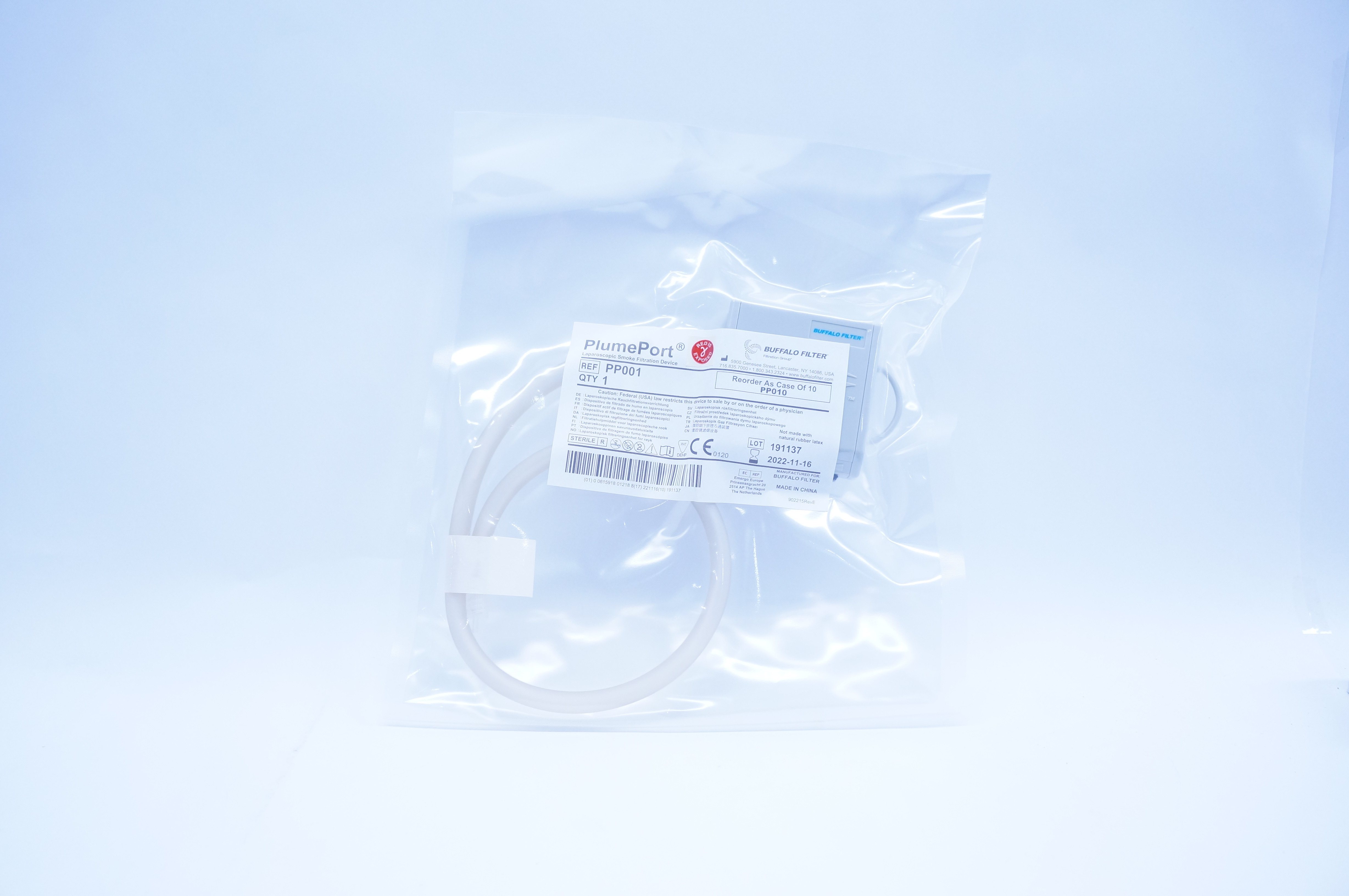 Buffalo Filter PP001 PlumePort Laparoscopic Smoke Filtration Device