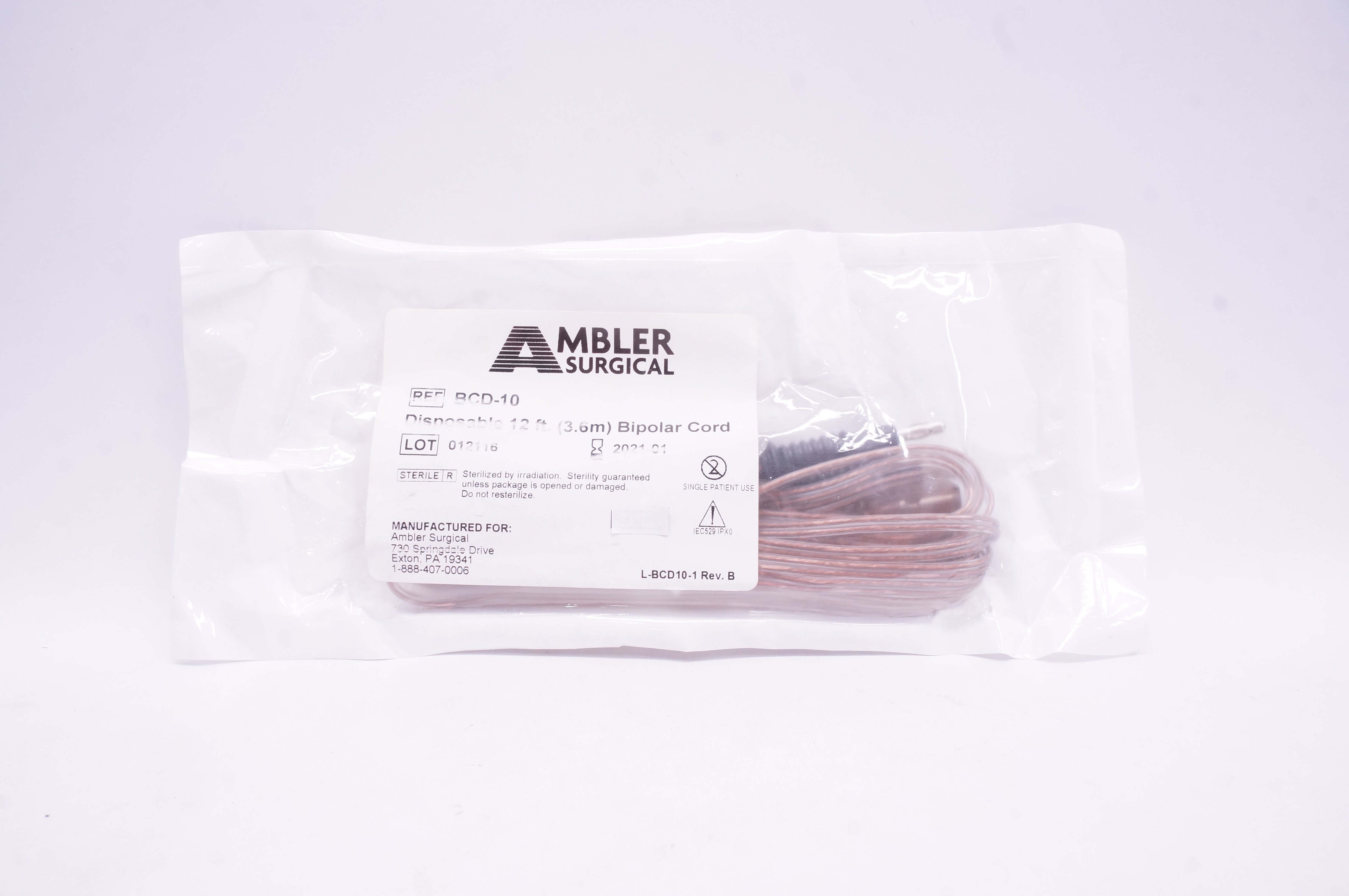 Ambler Surgical BCD-10 Disposable 12 ft Bipolar Cord (x)