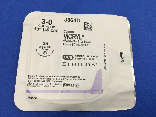 Ethicon J864D VICRYL, SH 26mm, Undyed Braided 8-18