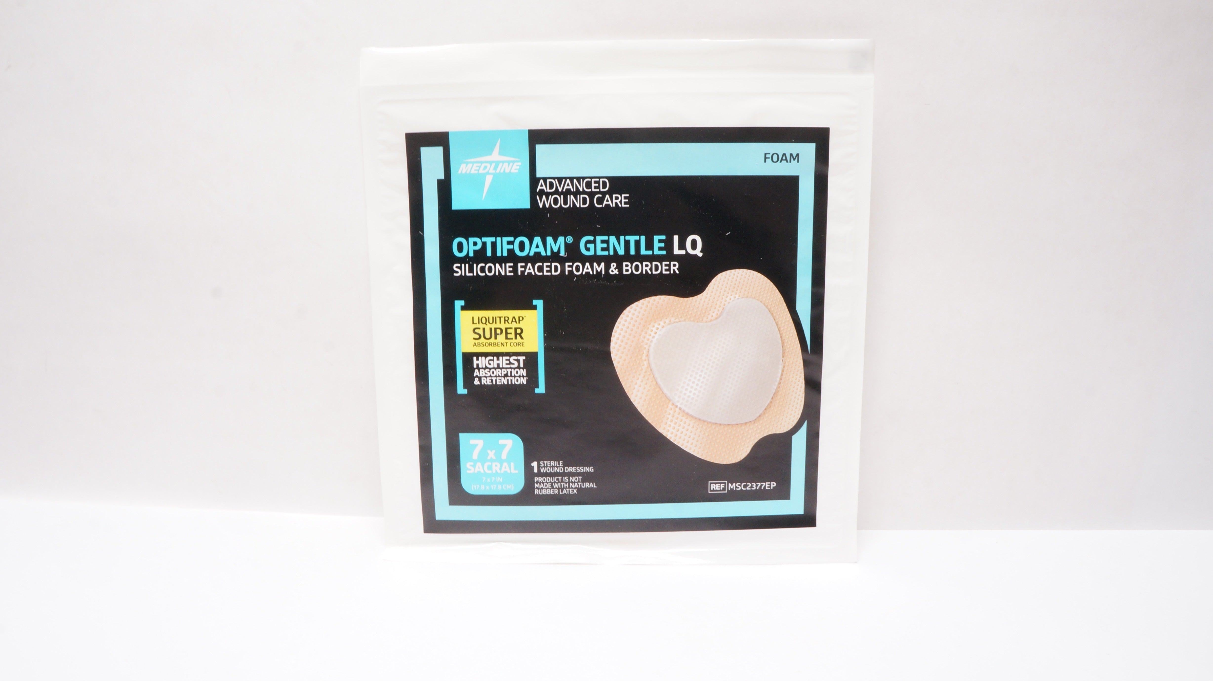 Medline MSC2377EP Optifoam Gentle LQ Wound Dressing 7inch x 7inch