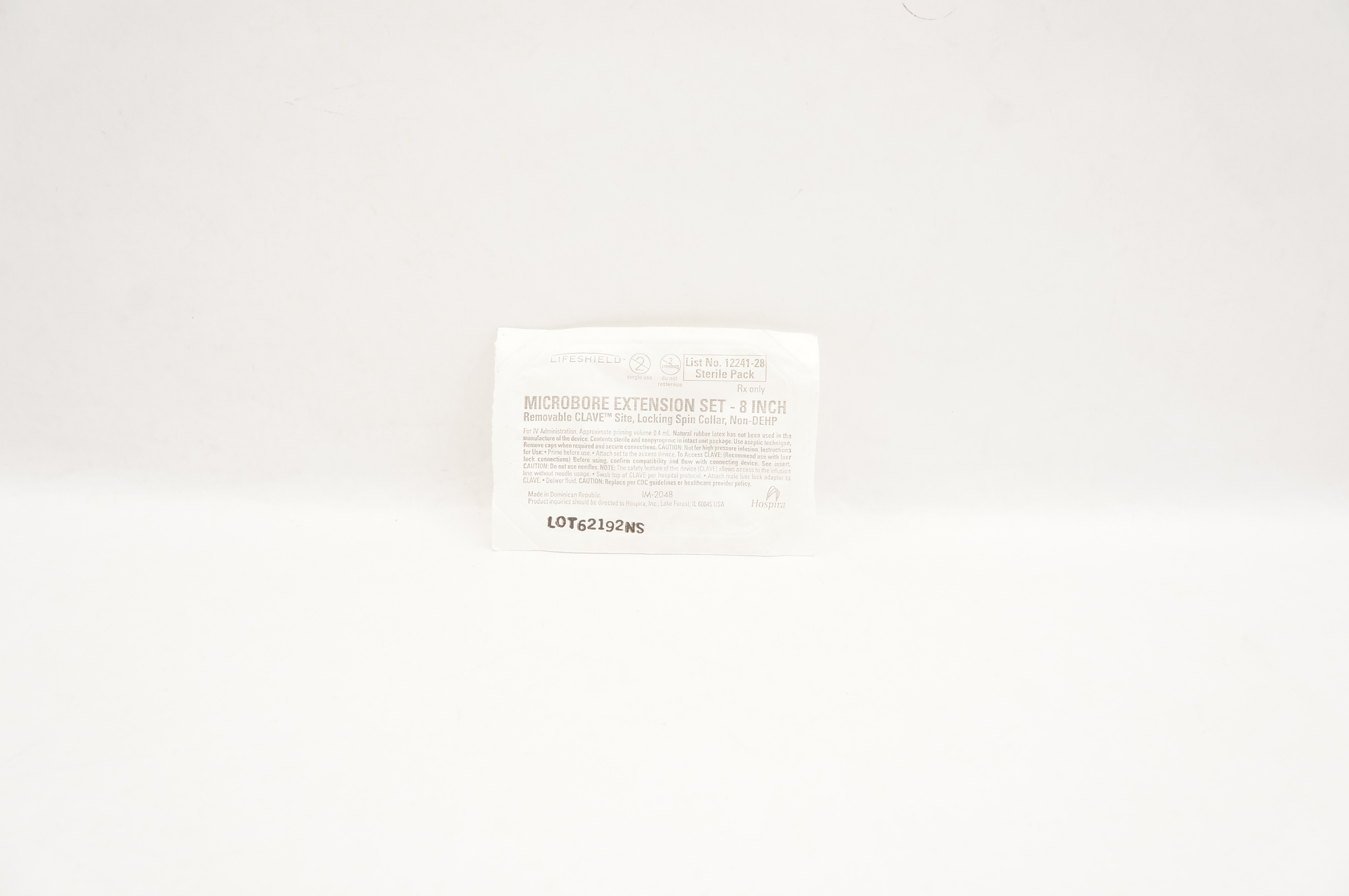 Hospira 12241-28 Lifeshield Microbore Extension Set - 8 inch