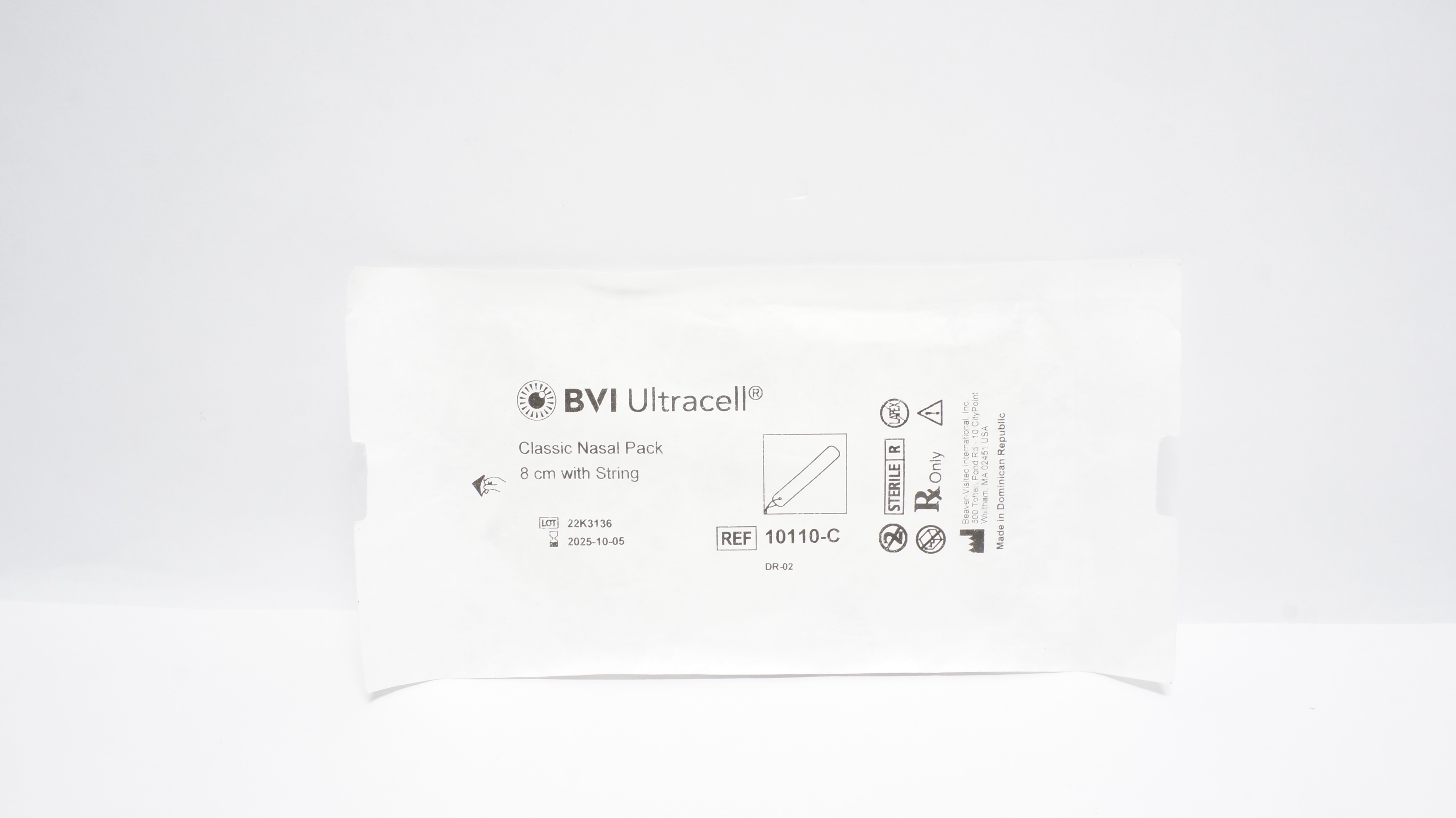 BVI 10110-C Ultracell, Classic Nasal Pack, 8cm w/ String (x)