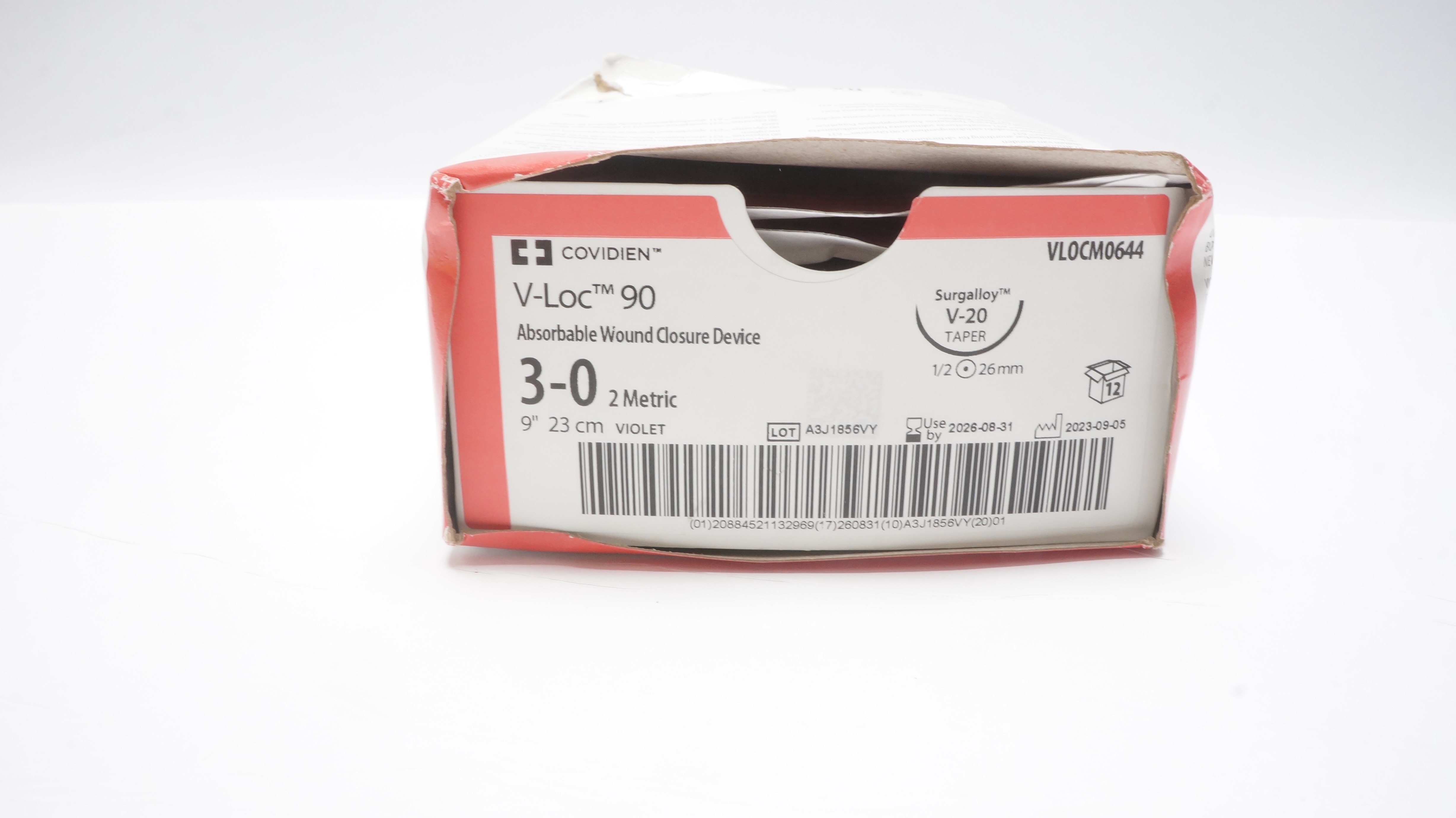 Covidien VLOCM0644 3-0 V-Loc 90, V-20, 1/2c 26mm Taper, 9inch (x) - Box of 11