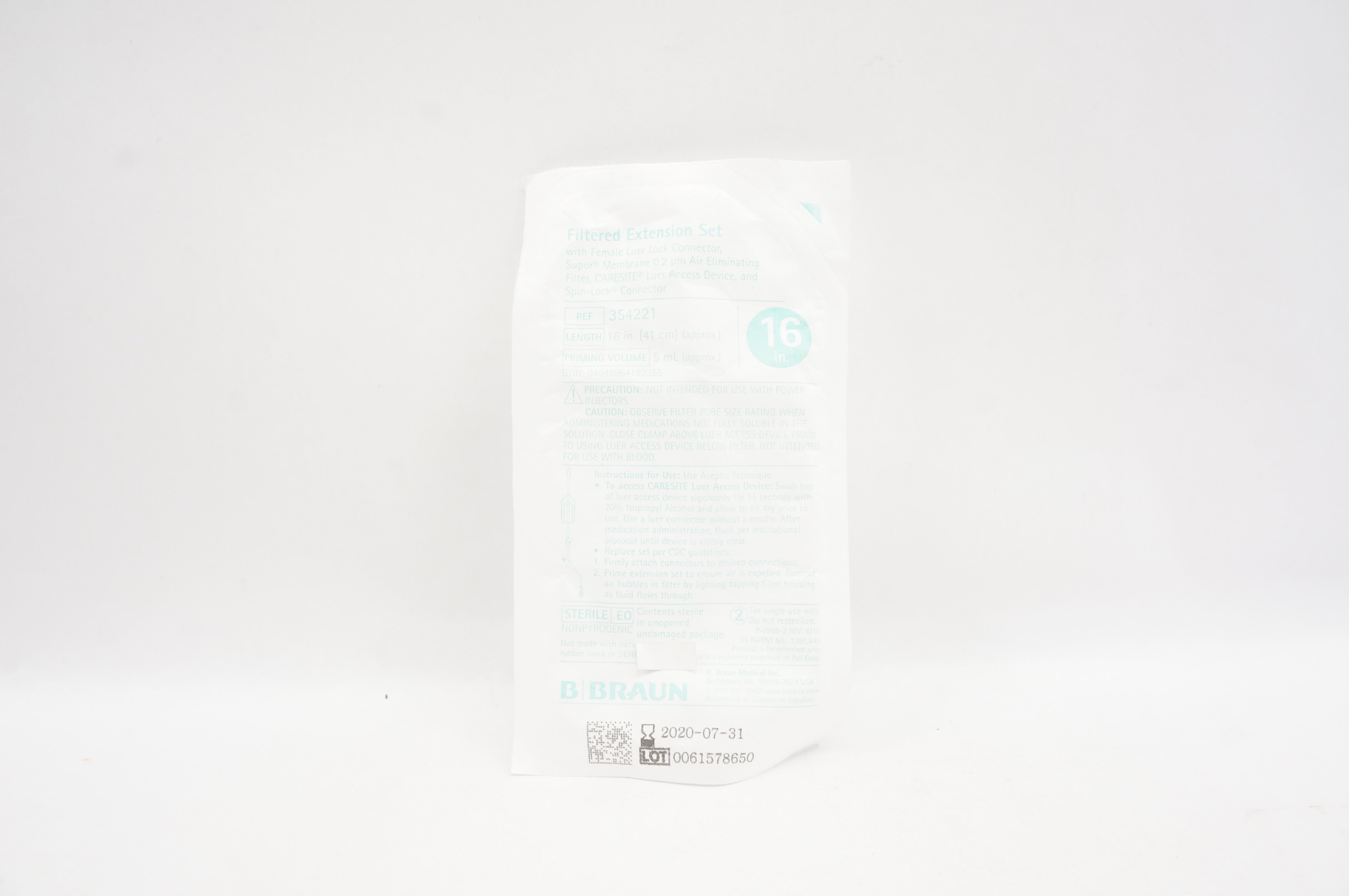 Braun 354221 Filtered Extension Set with Female Luer Lock Connector 16in 5mL (x)