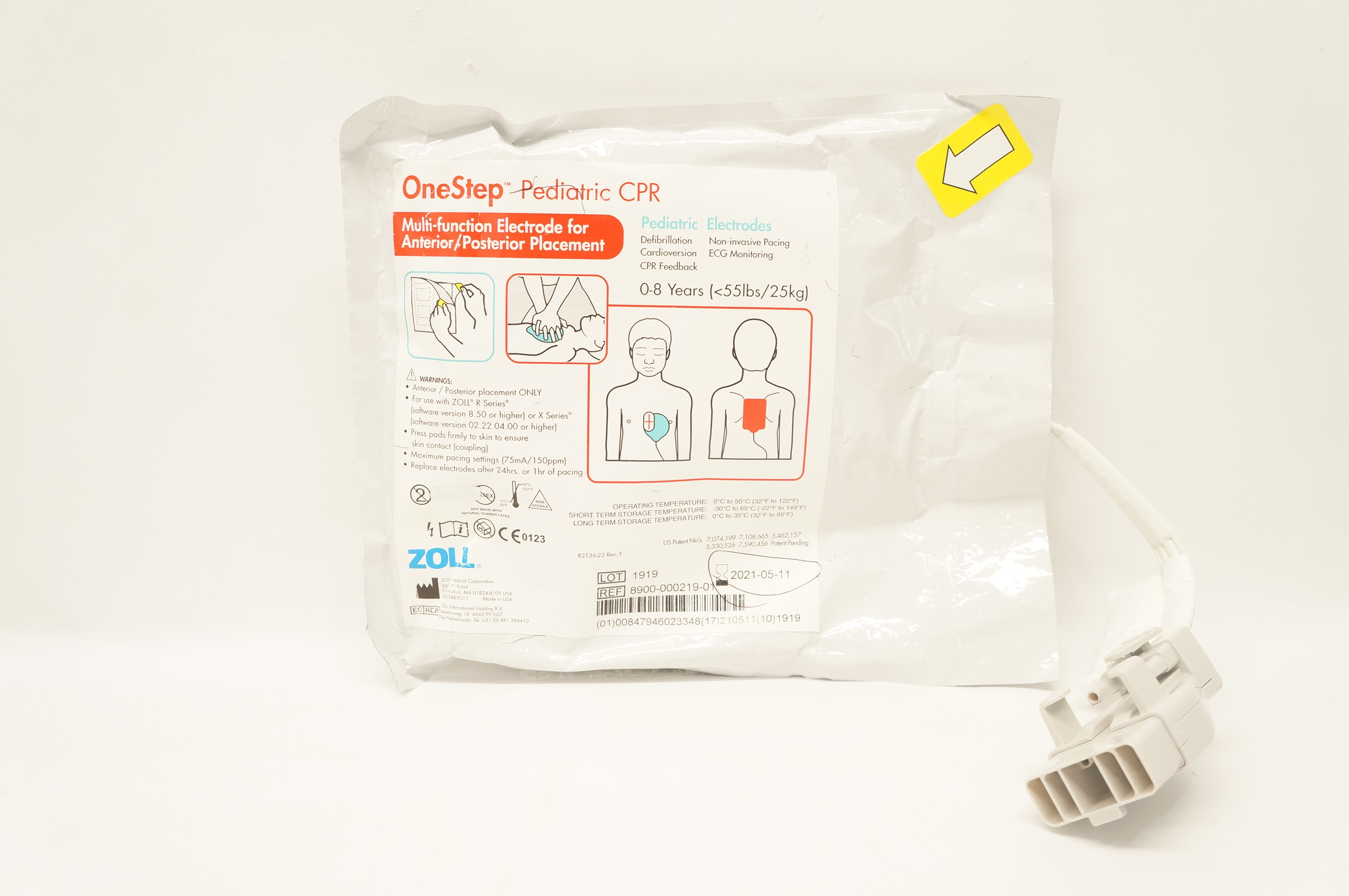Zoll 8900-000219-01 OneStep Pediatric CPR Multifunction Electrode 0-8 Years (x)