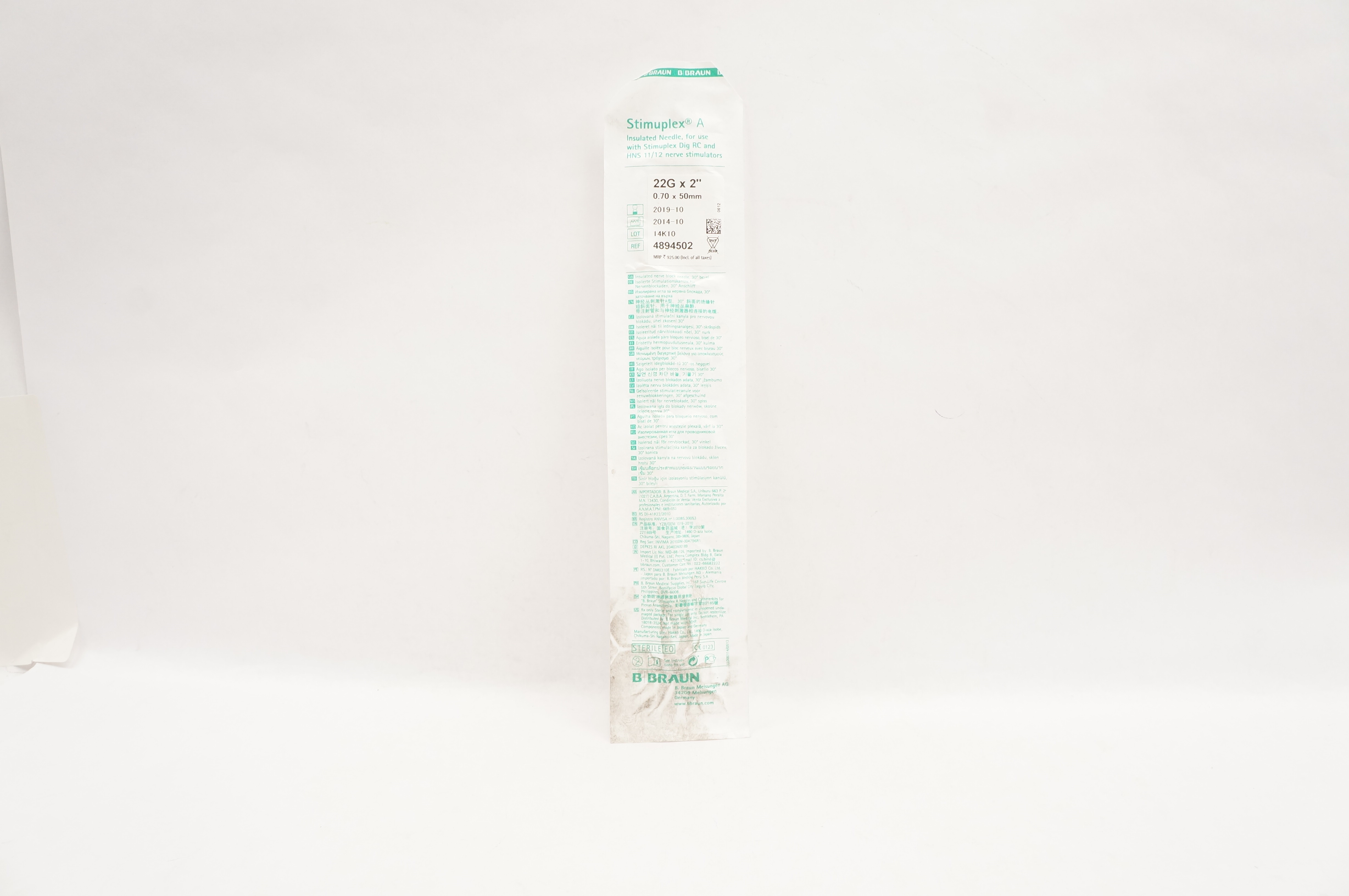 Braun 4894502 Stimuplex A Insulated Ndle 22G x 2inch (x)