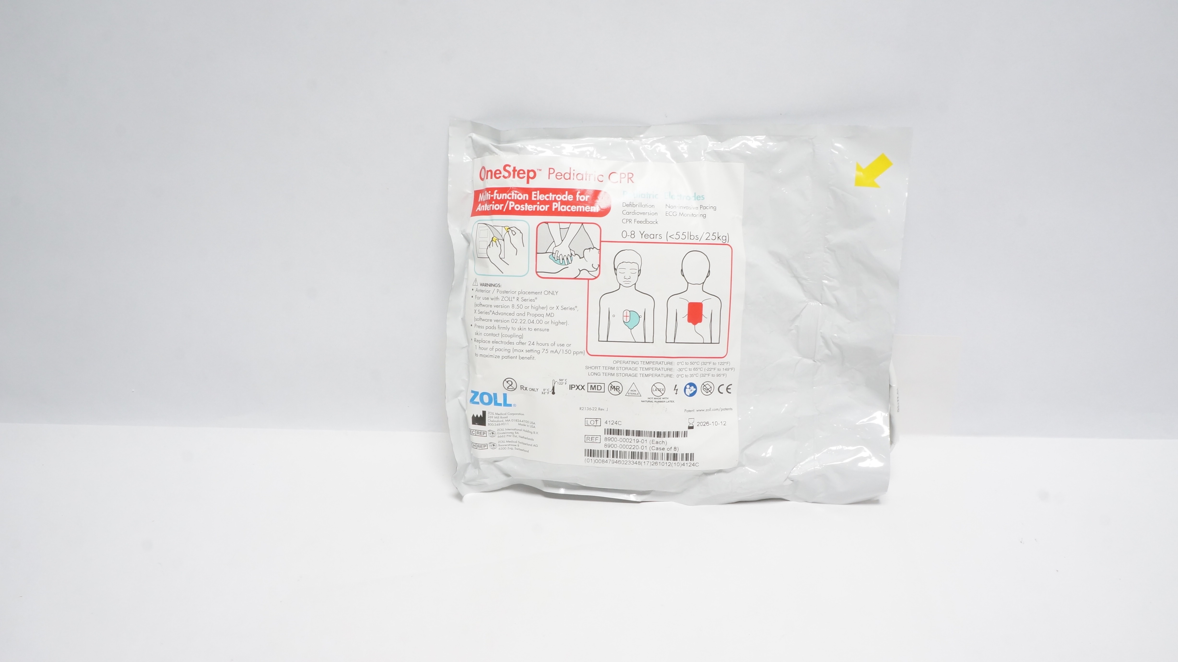 ZOLL 8900-000219-01 OneStep Pediatric CPR Electrode 0-8 Years