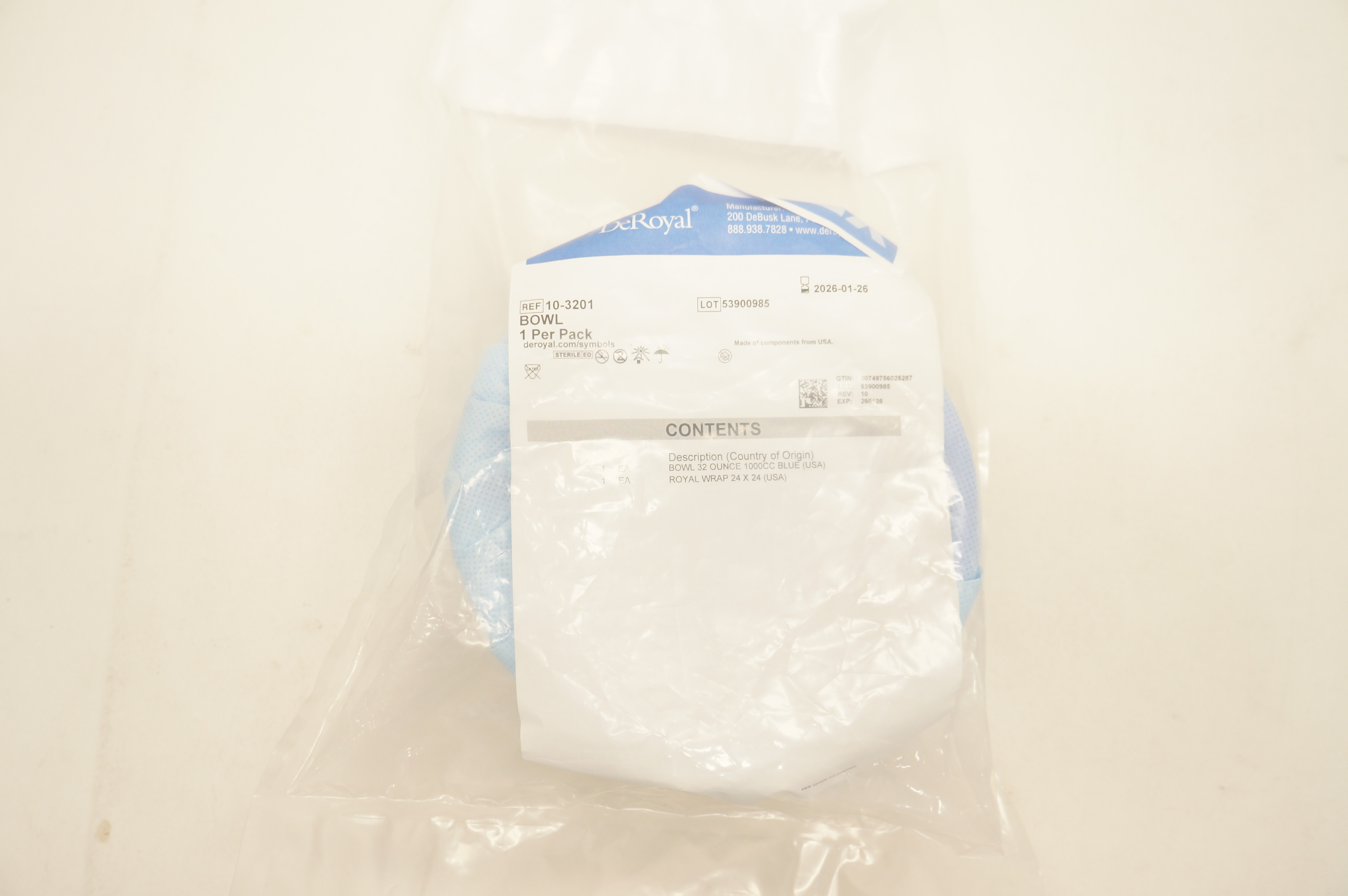 DeRoyal 10-3201 Bowl 1 Per Pack