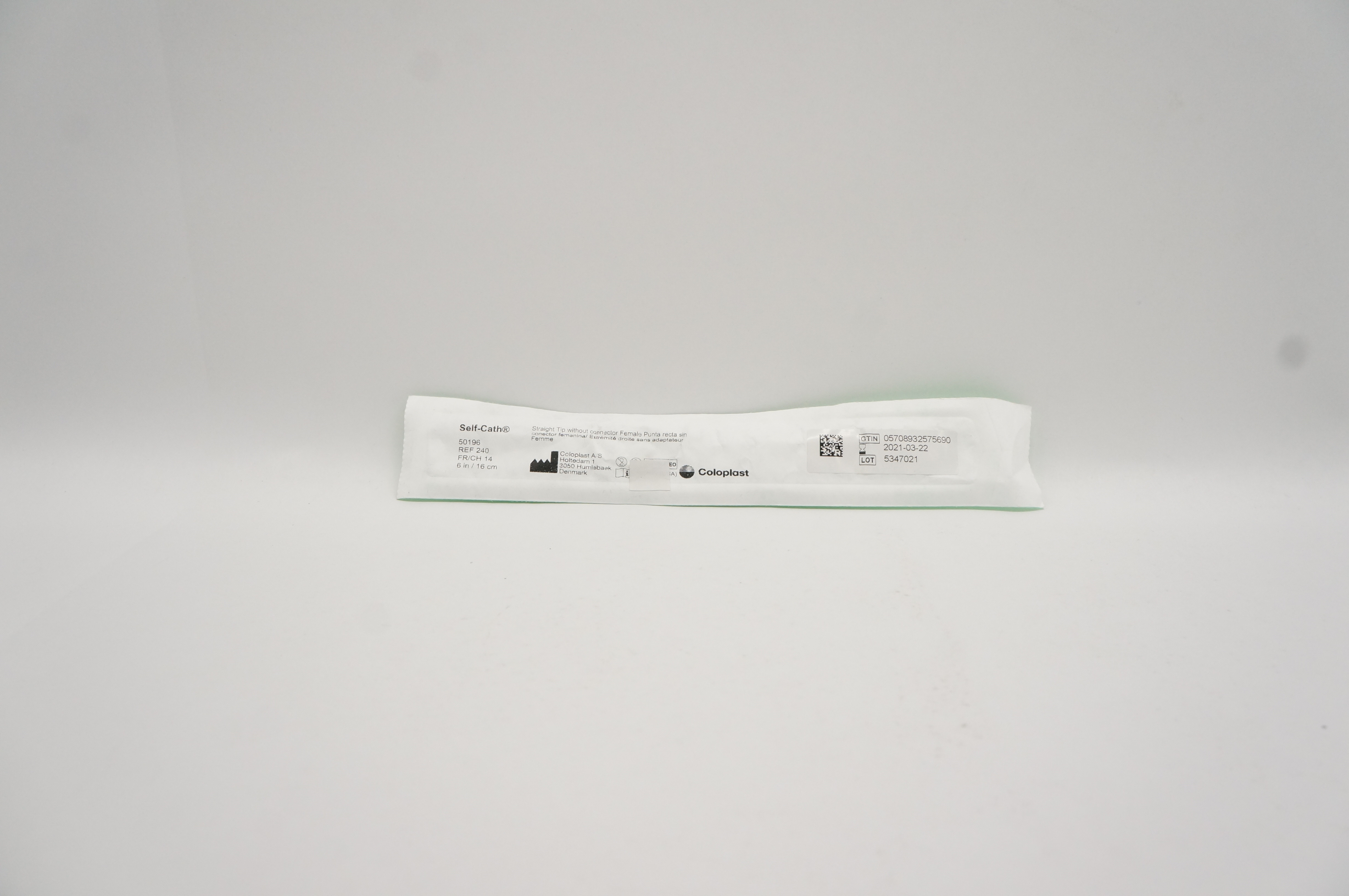 Coloplast 240 Self-Cath Urinary Cath. Straight Tip 14Fr/Ch x 6inch (x)