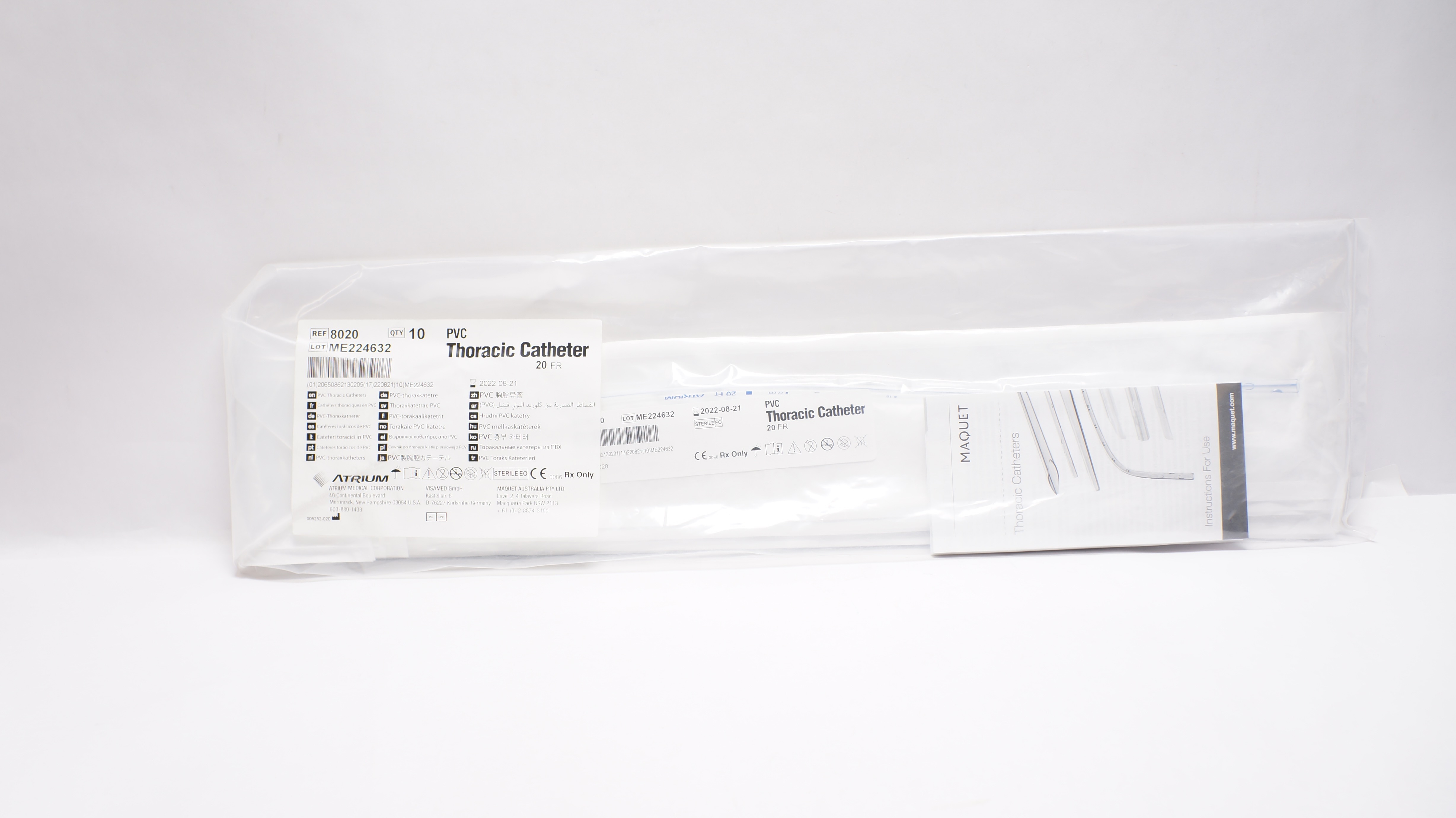 Atrium 8020 PVC Thoracic Cath. 20Fr (x) - Pack of 10