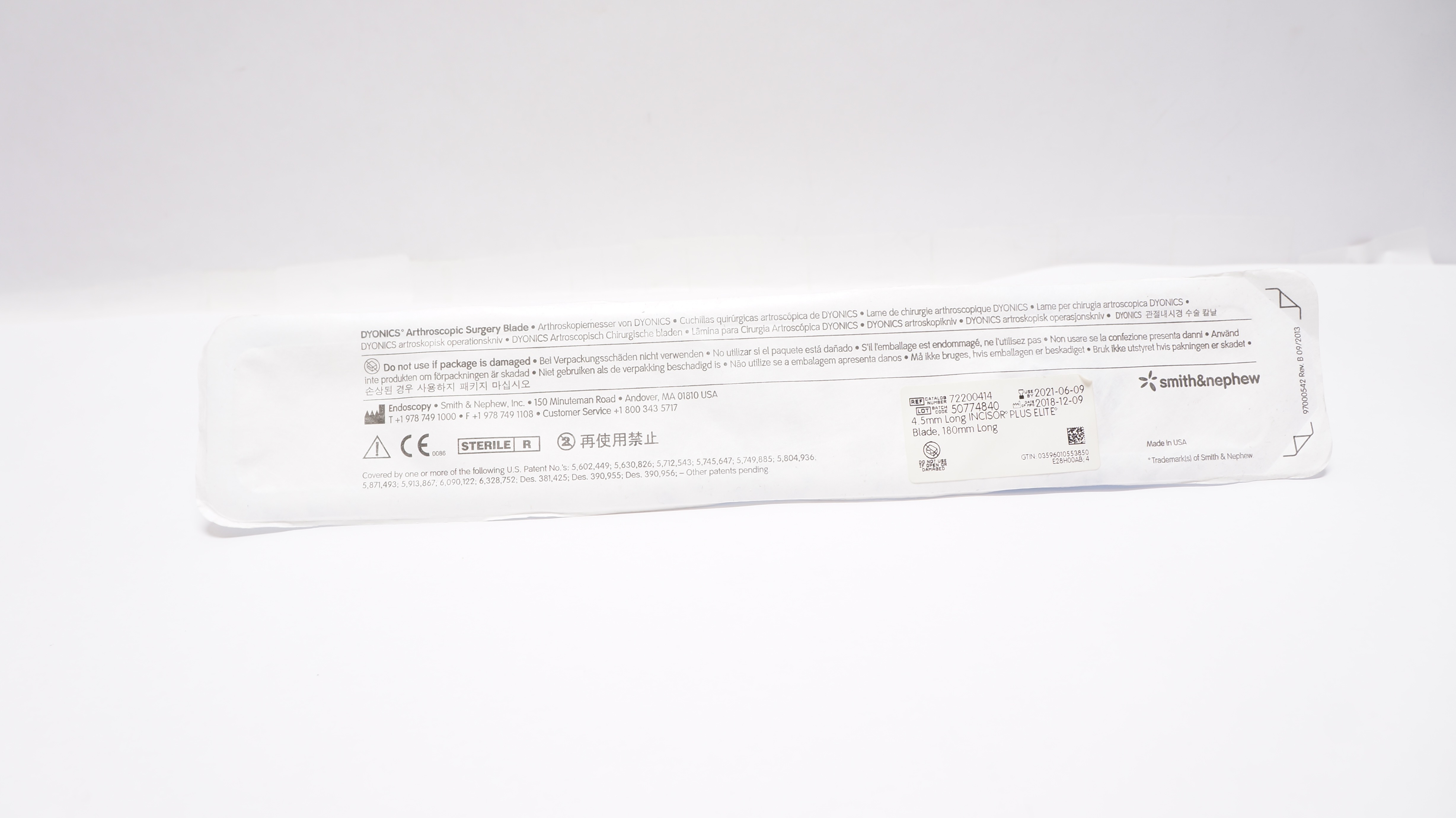 Smith& Nephew 72200414 Arthroscopic Surgery 4.5mm Incisor Blade 180mm Long (x)