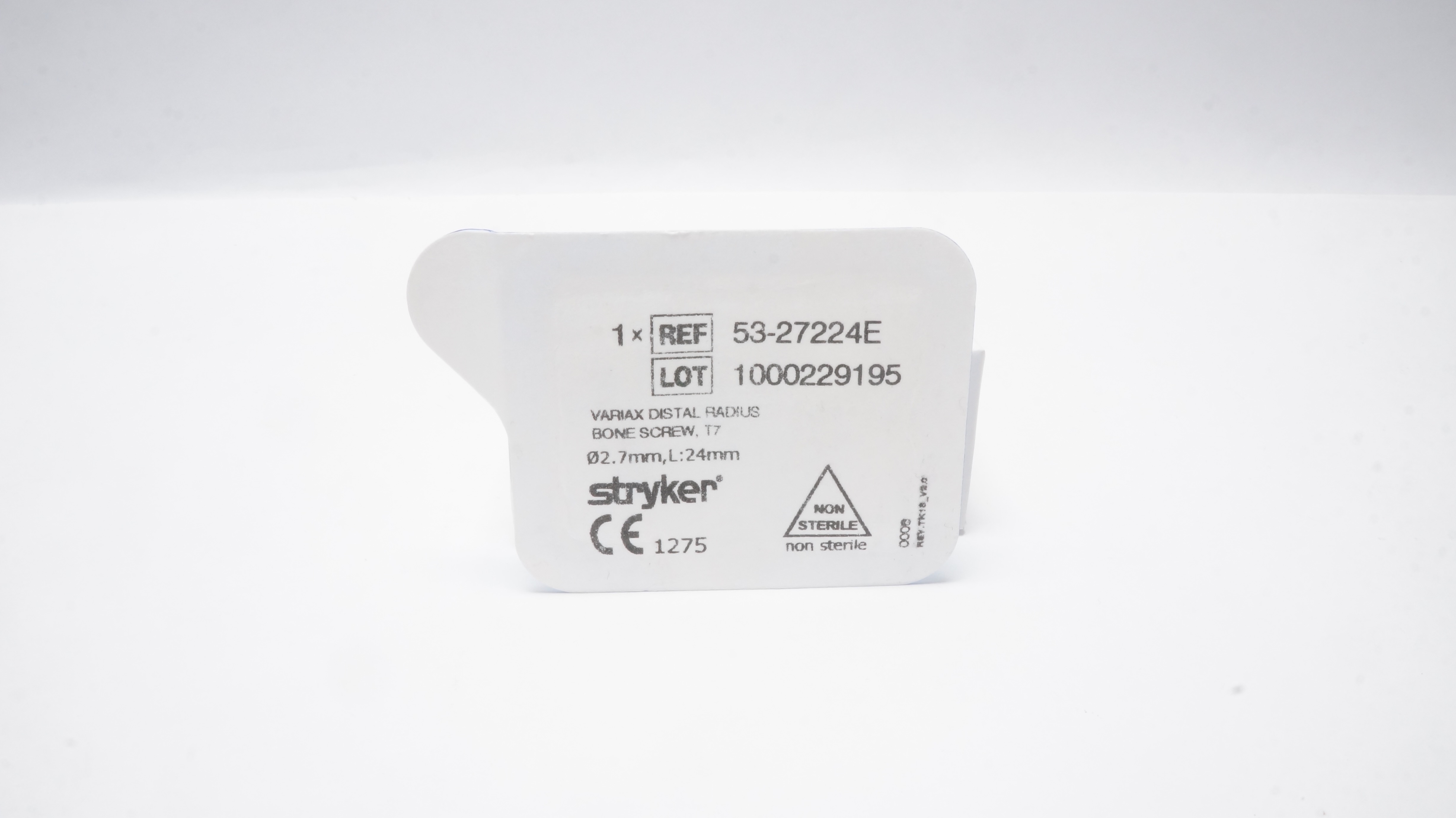 Stryker 53-27224E VARIAX DISTAL RADIUS BONE SCREW, T7, Diameter 2.7mm, L:24mm