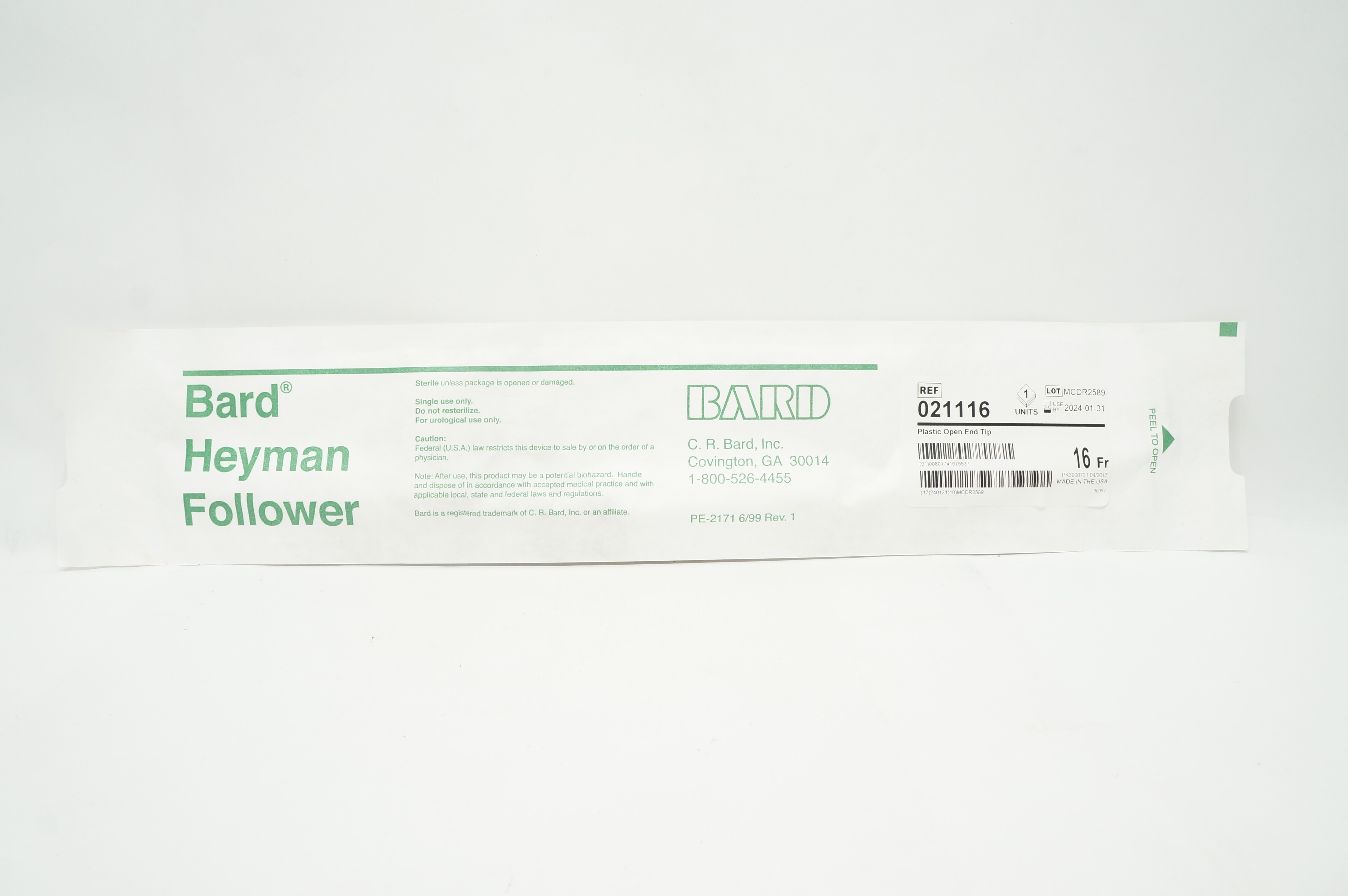 Bard 021116 Heyman Follower Straight Tip 16 Fr.