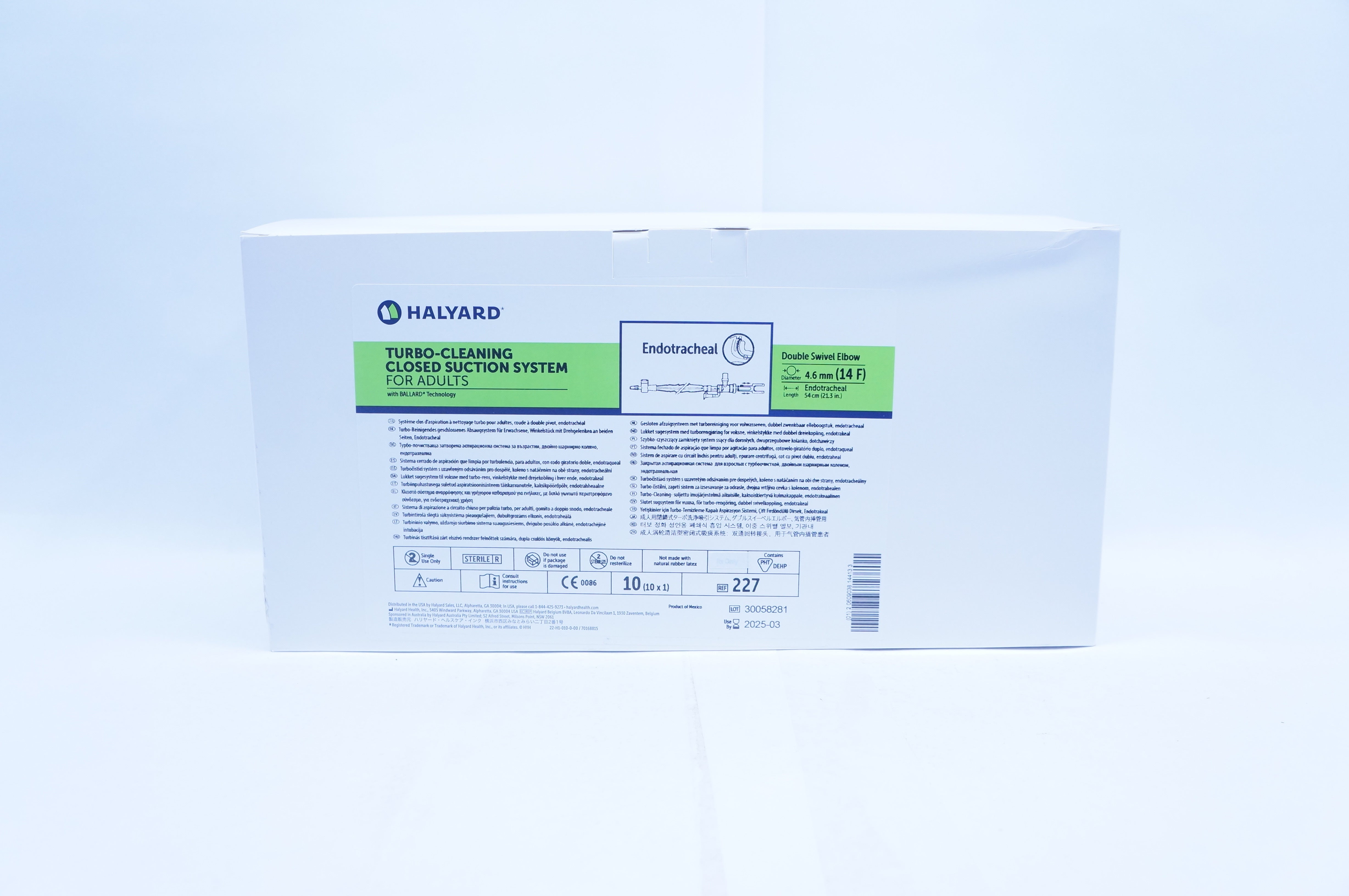 Halyard 227 Turbo-Cleaning Closed Suction System For Adults 14F - Box of 10