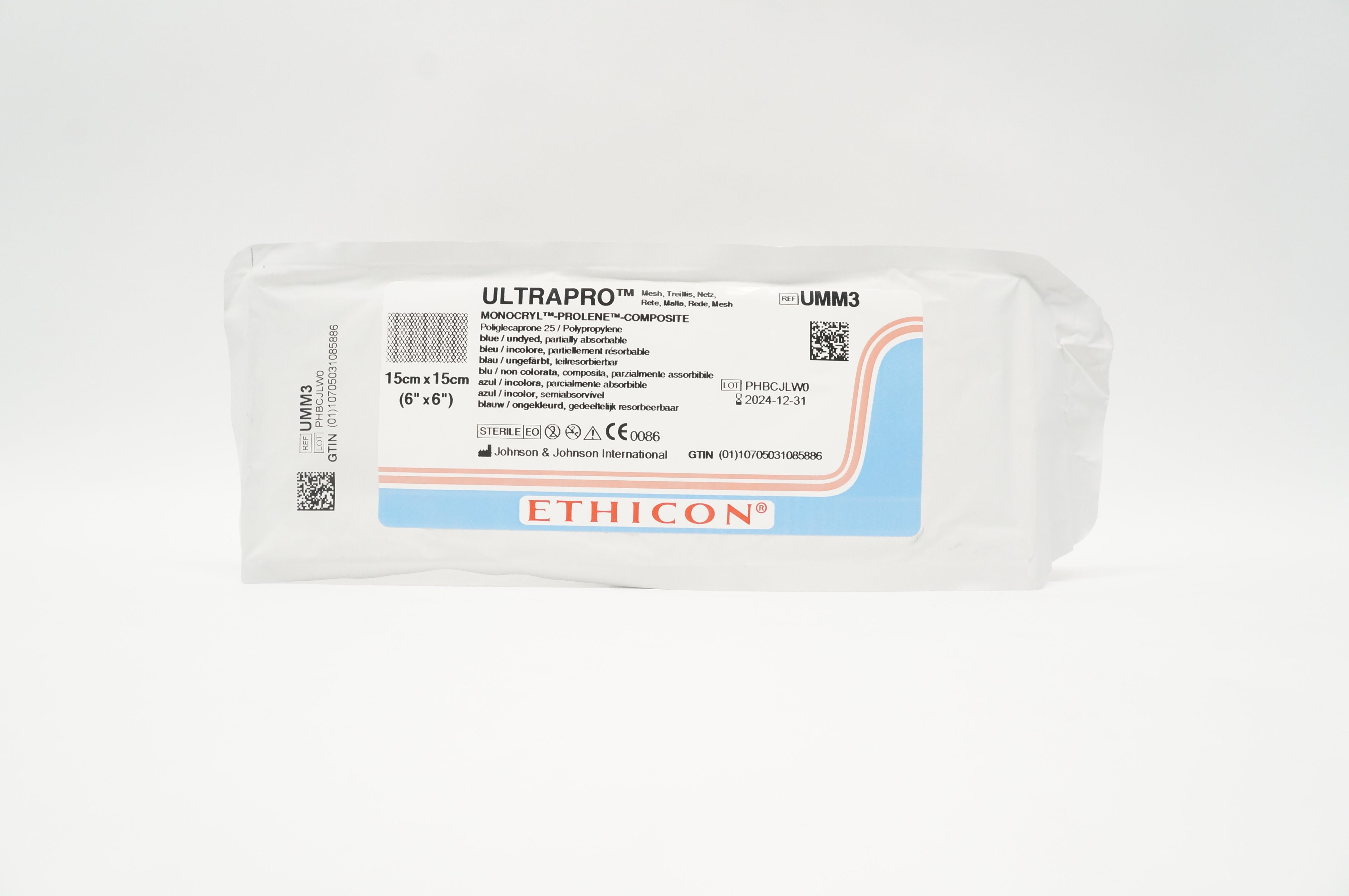 Ethicon UMM3 ULTRAPRO Monocryl-Prolene-Composite 6 x 6inch