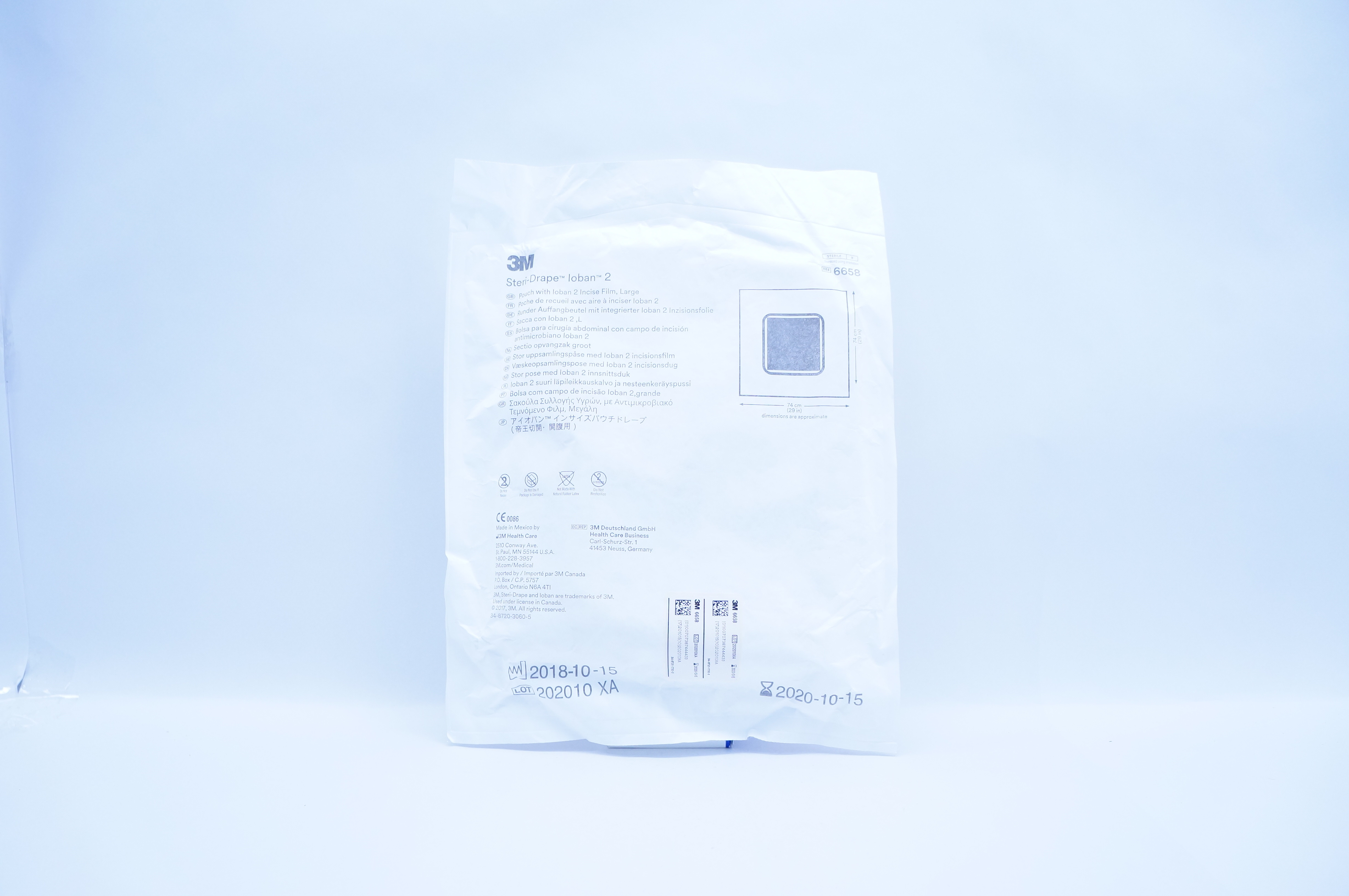 3M 6658 Steri-Drape Pouch with Ioban 2 Incise Film, Large 29inch x 29inch (x)