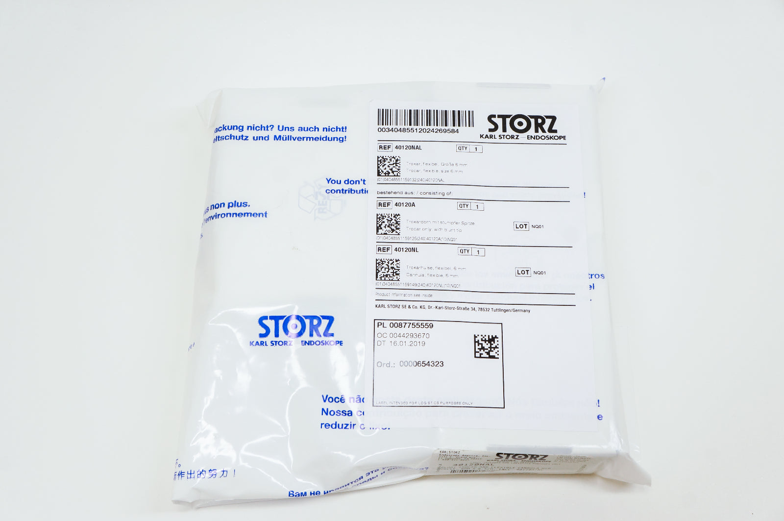 Karl Storz 40120NAL Blunt Trocar and Flexible Cannula W/O Valve, 6mm x 8.5cm