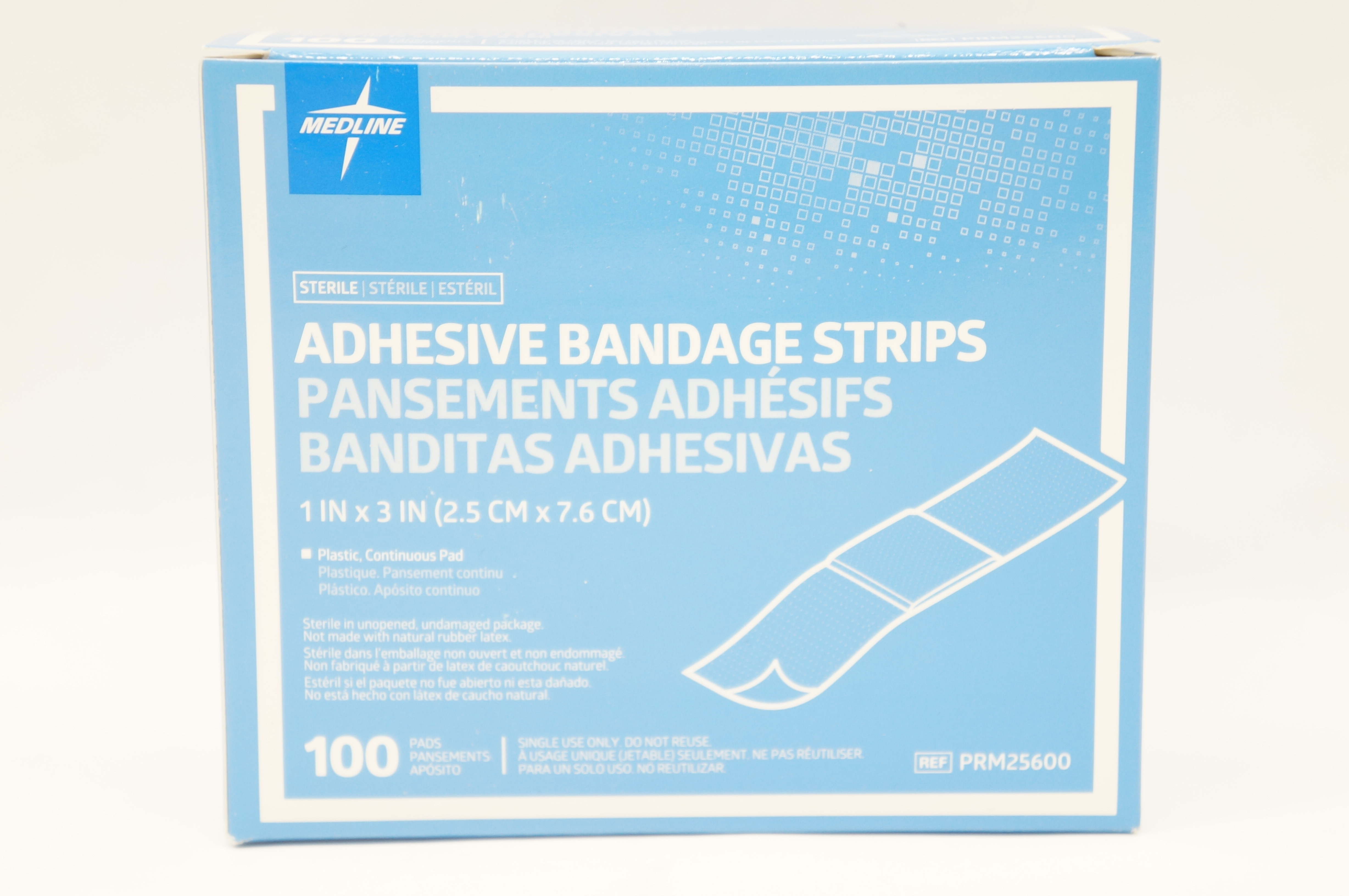 Medline PRM25600 Adhesive Bandage Strips 1inch x 3inch - Box of 100