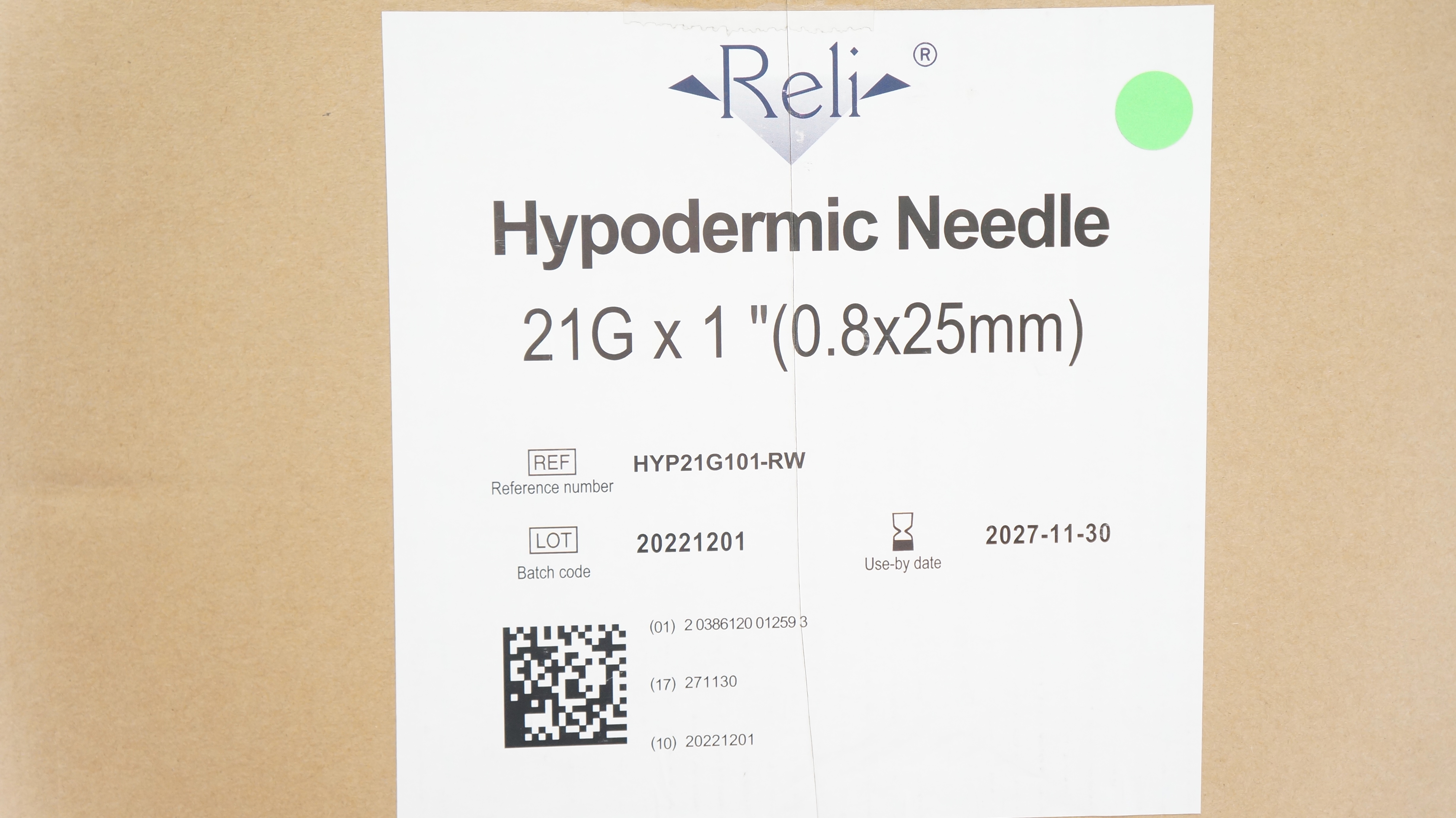 MYCO Medical HYP21G101-RW Reli Hypodermic Ndle 21G x 1inch - Box of 1000