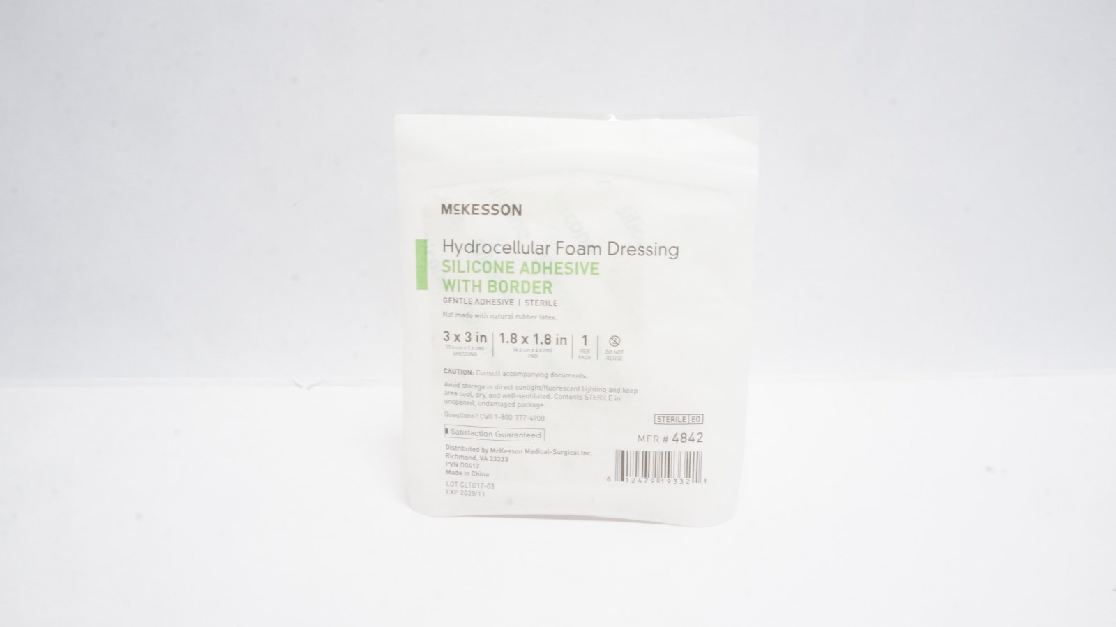 McKesson 4842 Hydrocellular Foam Dressing 3x3in Silicone Adhesive