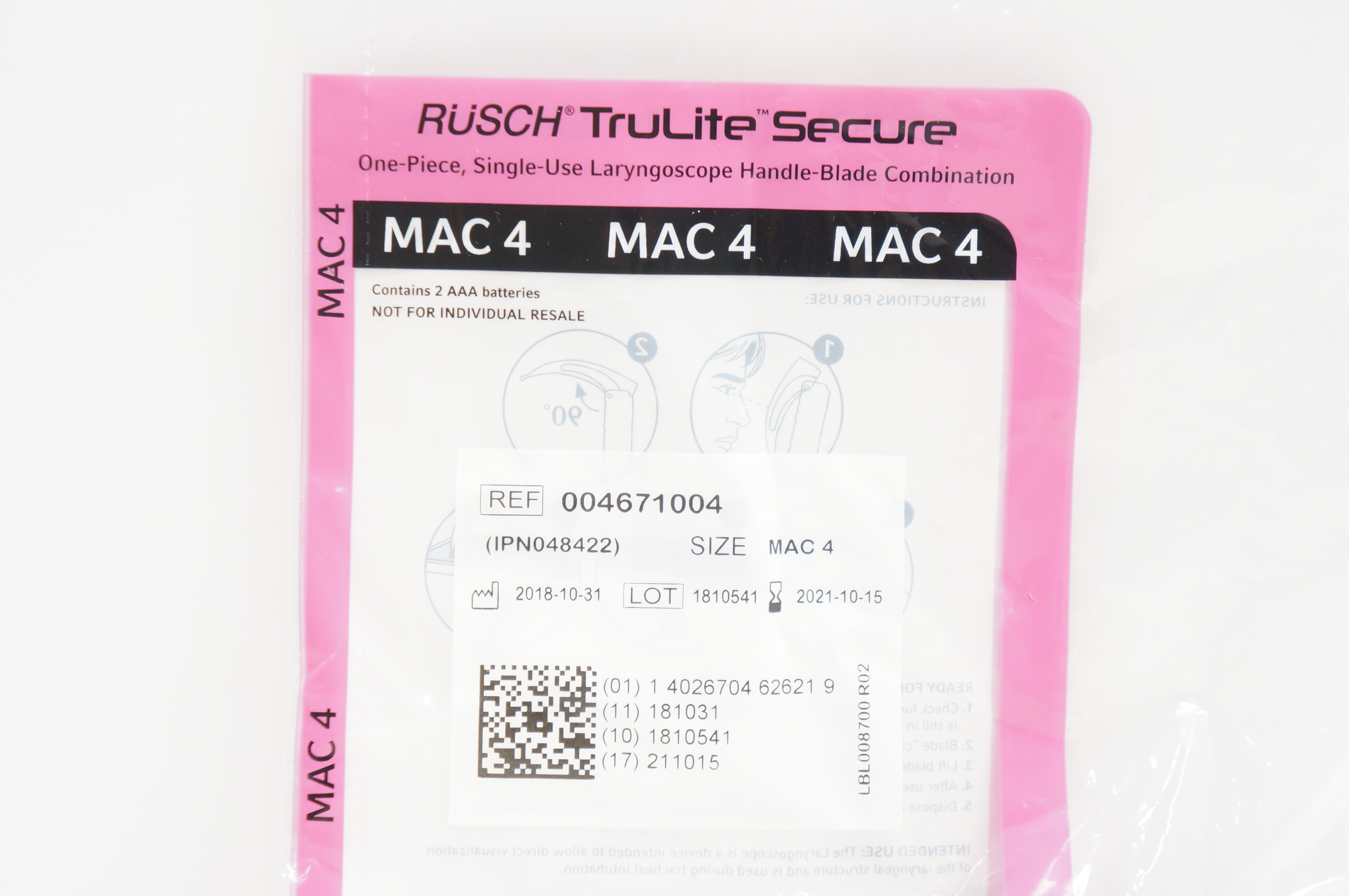 Teleflex 004671004 TruLite Secure Laryngoscope Handle-Blade Combination MAC 4(x)