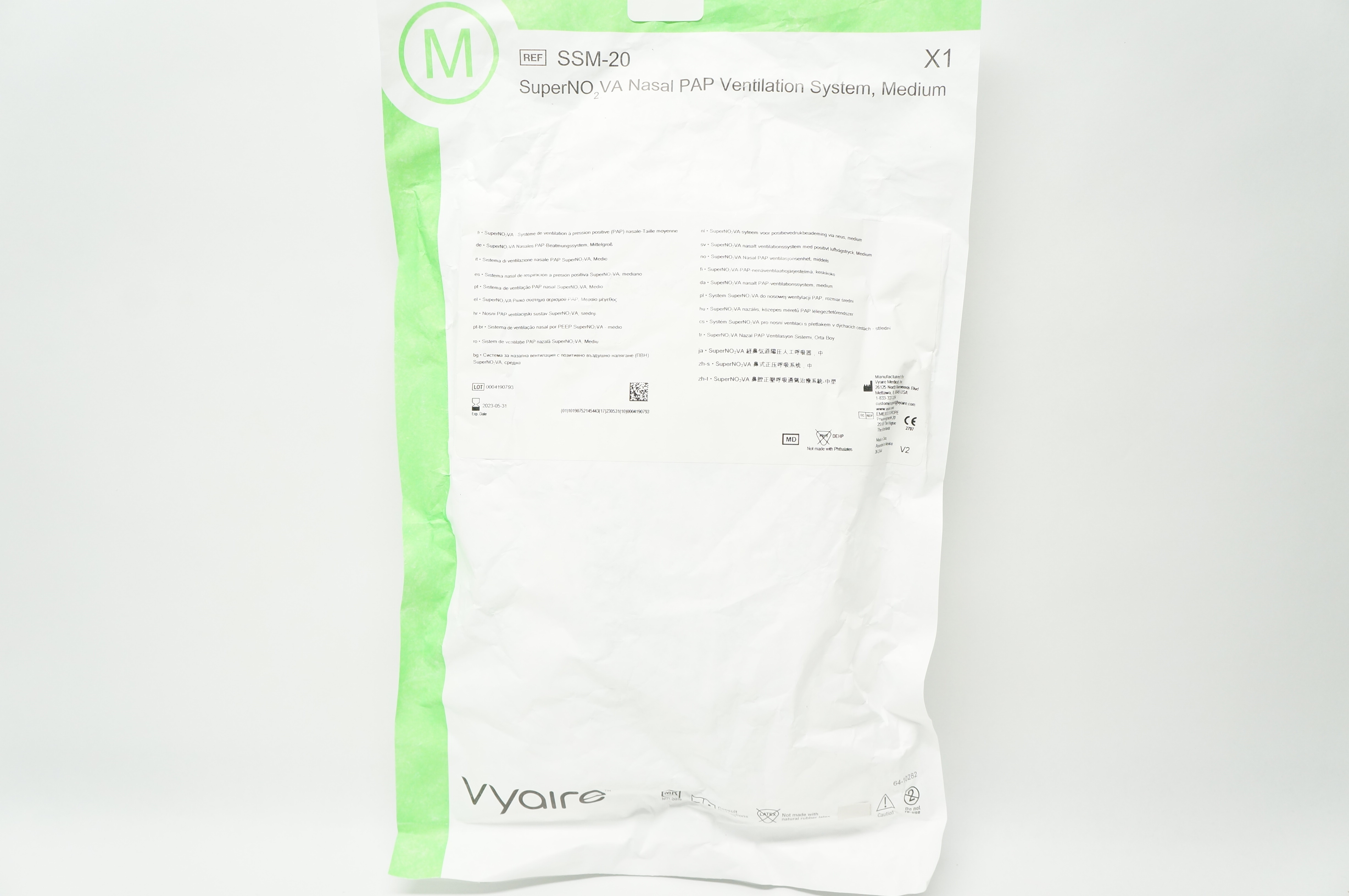 Vyaire SSM-20 CareFusion SuperNO2VA Nasal PAP Ventilation System, Medium