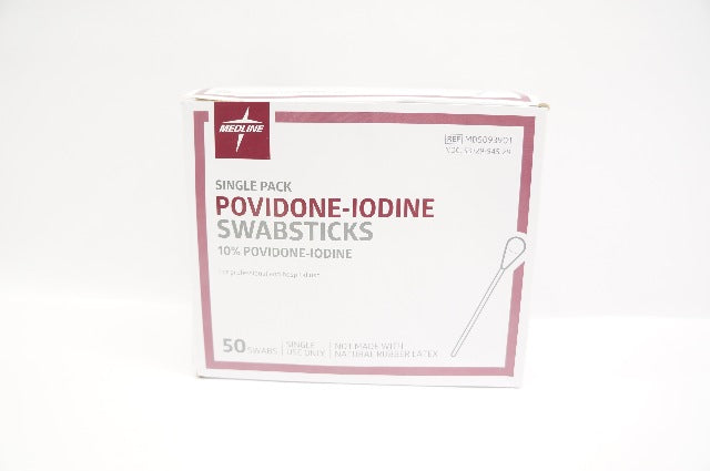 Medline MDS093901 Povidone-Iodine Swabsticks 10 %  - Box of 50